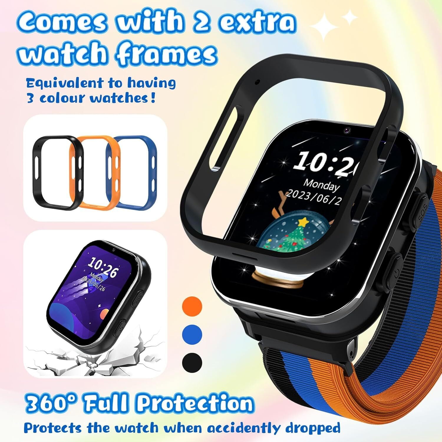 PTHTECHUS Smart Watch for Kids 4G Kids Smartwatch Phone Touch Screen Educational Games Pedometer Fitness Alarm Calculator Clock Camera Music Player Suitable for Children Aged 4-10 Years Old - Image 3