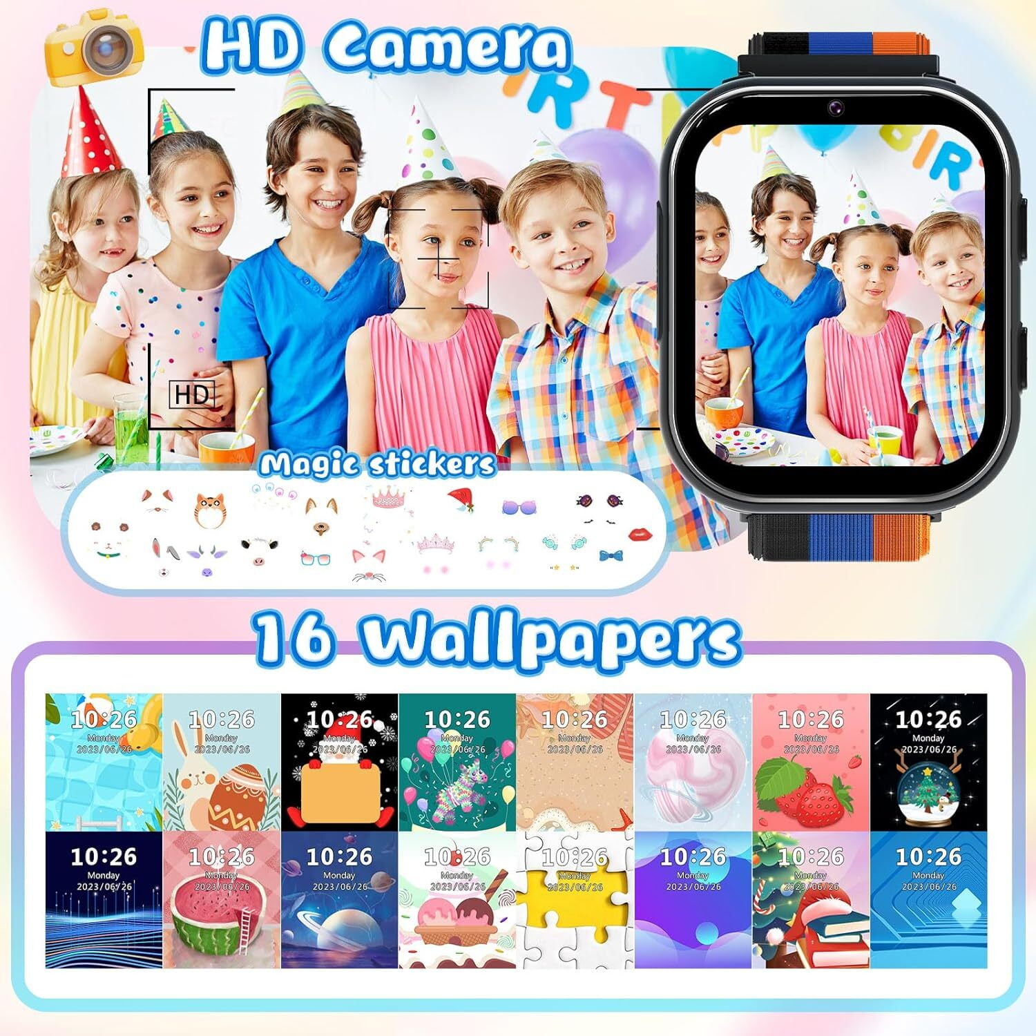 PTHTECHUS Smart Watch for Kids 4G Kids Smartwatch Phone Touch Screen Educational Games Pedometer Fitness Alarm Calculator Clock Camera Music Player Suitable for Children Aged 4-10 Years Old - Image 4