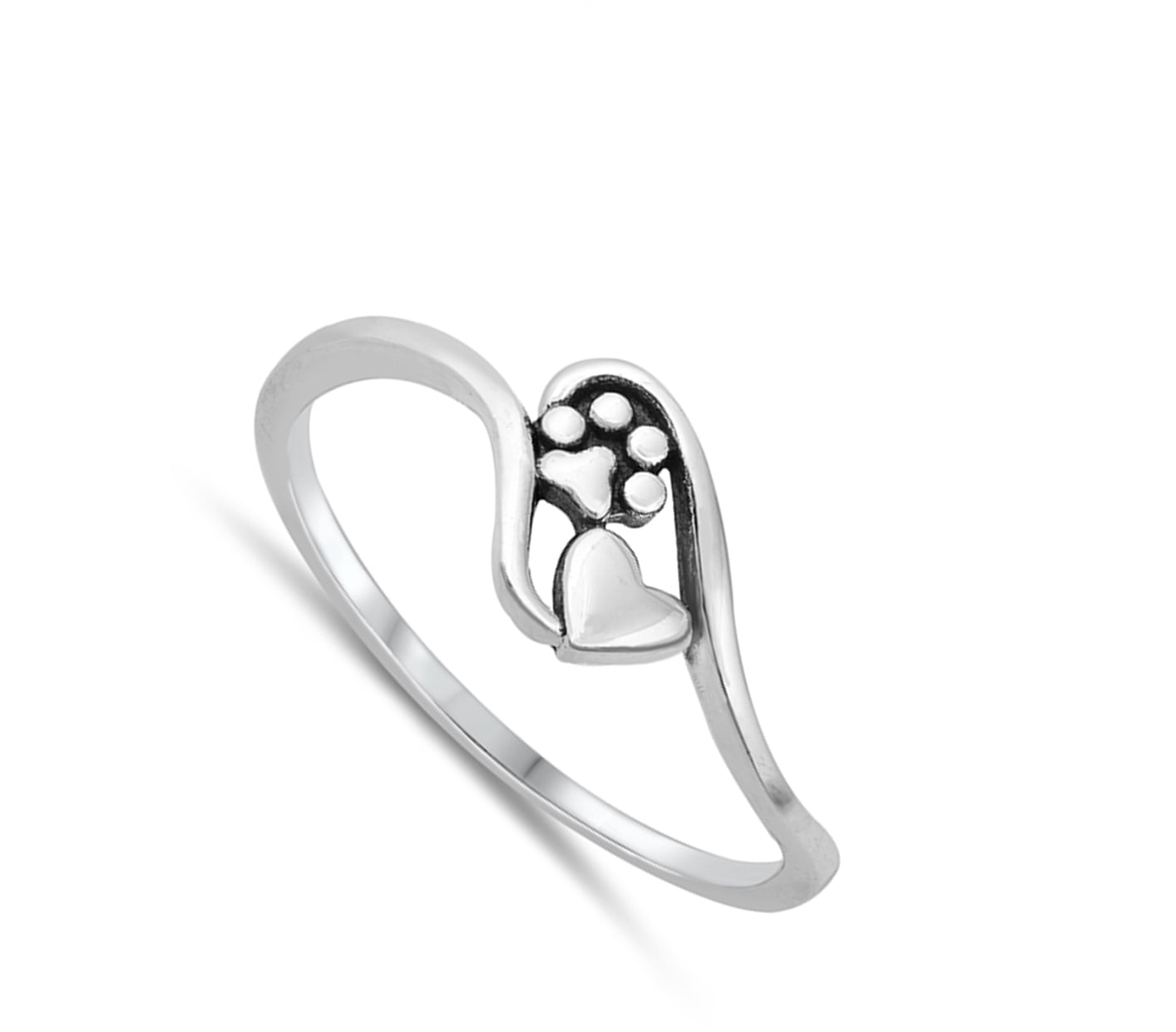 Puppy Love Paw Heart Ring .925 Solid Sterling Silver Band Jewelry Female Male Unisex Size 10 - Image 4