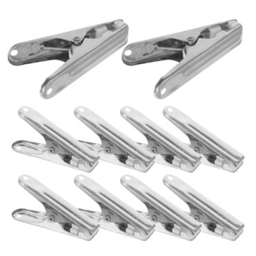 Raindrops 10-Pack Stainless Steel Windproof Clothes Clips, Metal Pegs for Travel, Outdoor, Laundry and Camping Use