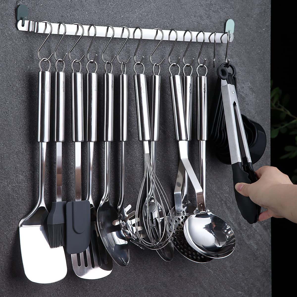 ReaNea Kitchen Utensils Set 37 Pieces, Stainless Steel Cooking Utensils Set, Kitchen Gadgets Cookwarewith Hooks For Hanging Kitchen Tool Set - Image 4