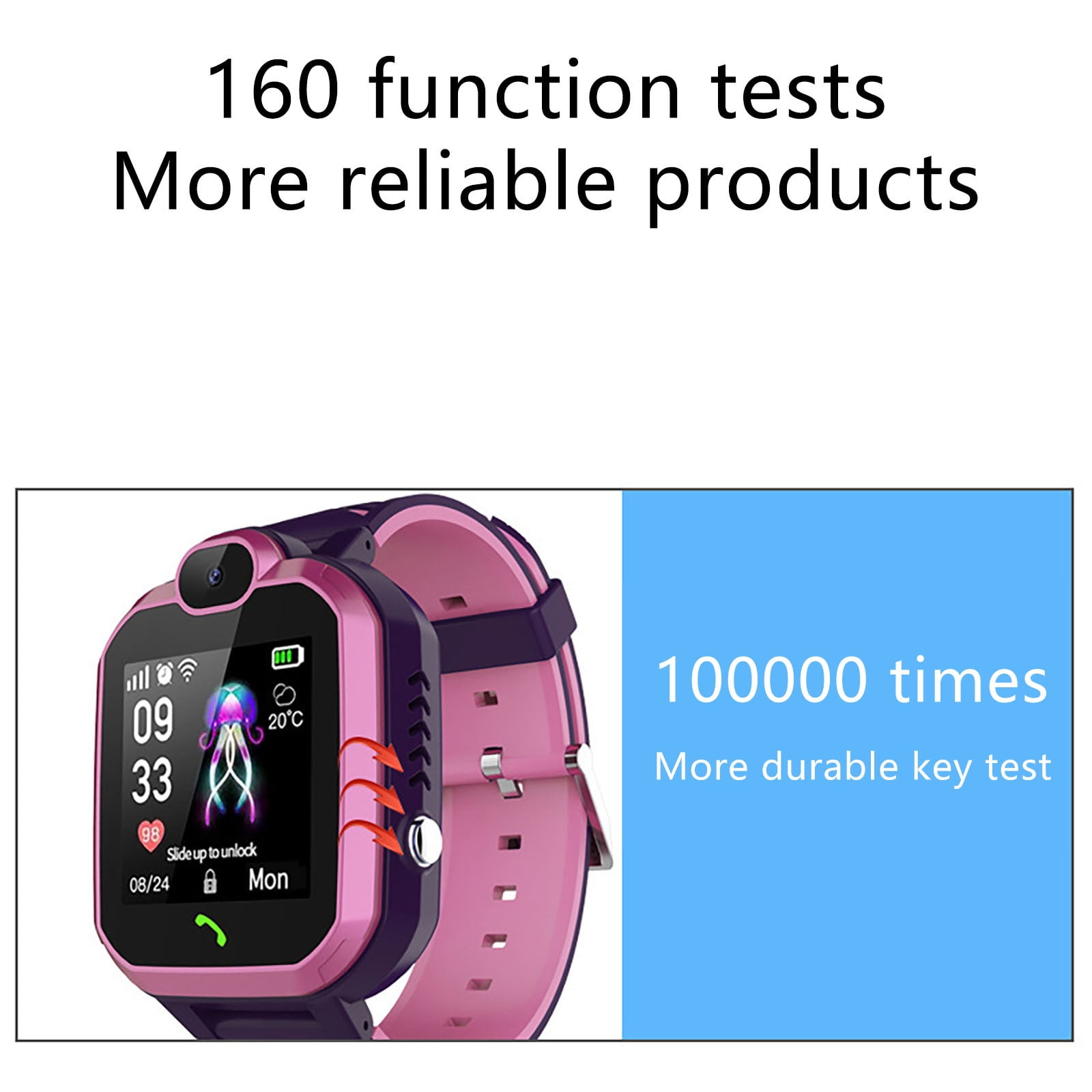 RnemiTe-amo Smart Watch for Kids,Kids Cell Phone Watch with GPS Tracker,Smart Watches Girls SOS Call Voice Chat Alarm Clock GPS Smart Watch for Kids Toys for Ages 5-7(Pink) - Image 3