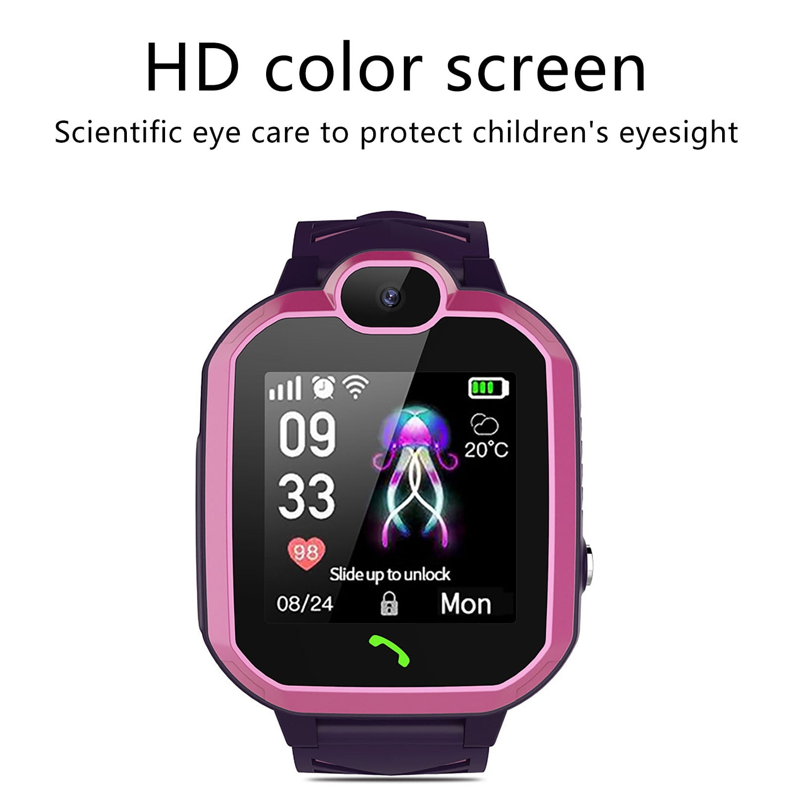 RnemiTe-amo Smart Watch for Kids,Kids Cell Phone Watch with GPS Tracker,Smart Watches Girls SOS Call Voice Chat Alarm Clock GPS Smart Watch for Kids Toys for Ages 5-7(Pink) - Image 2