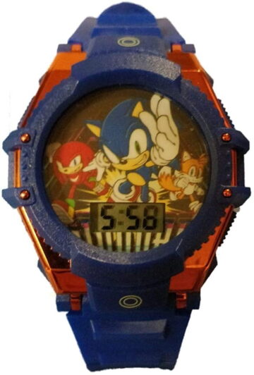 SEGA Sonic The Hedgehog Unisex Childrens Watch Silicone Strap with Flashing Dial and Metallic Bezel in Blue (SNC4090WM)
