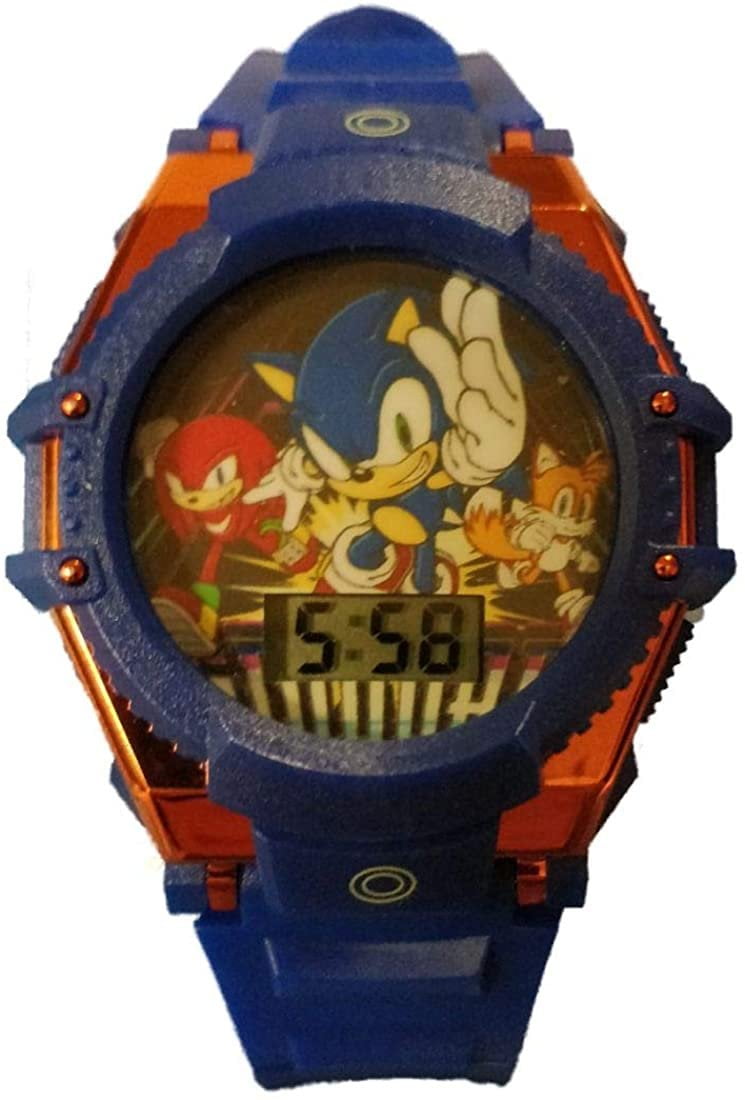 SEGA Sonic The Hedgehog Unisex Childrens Watch Silicone Strap with Flashing Dial and Metallic Bezel in Blue (SNC4090WM)