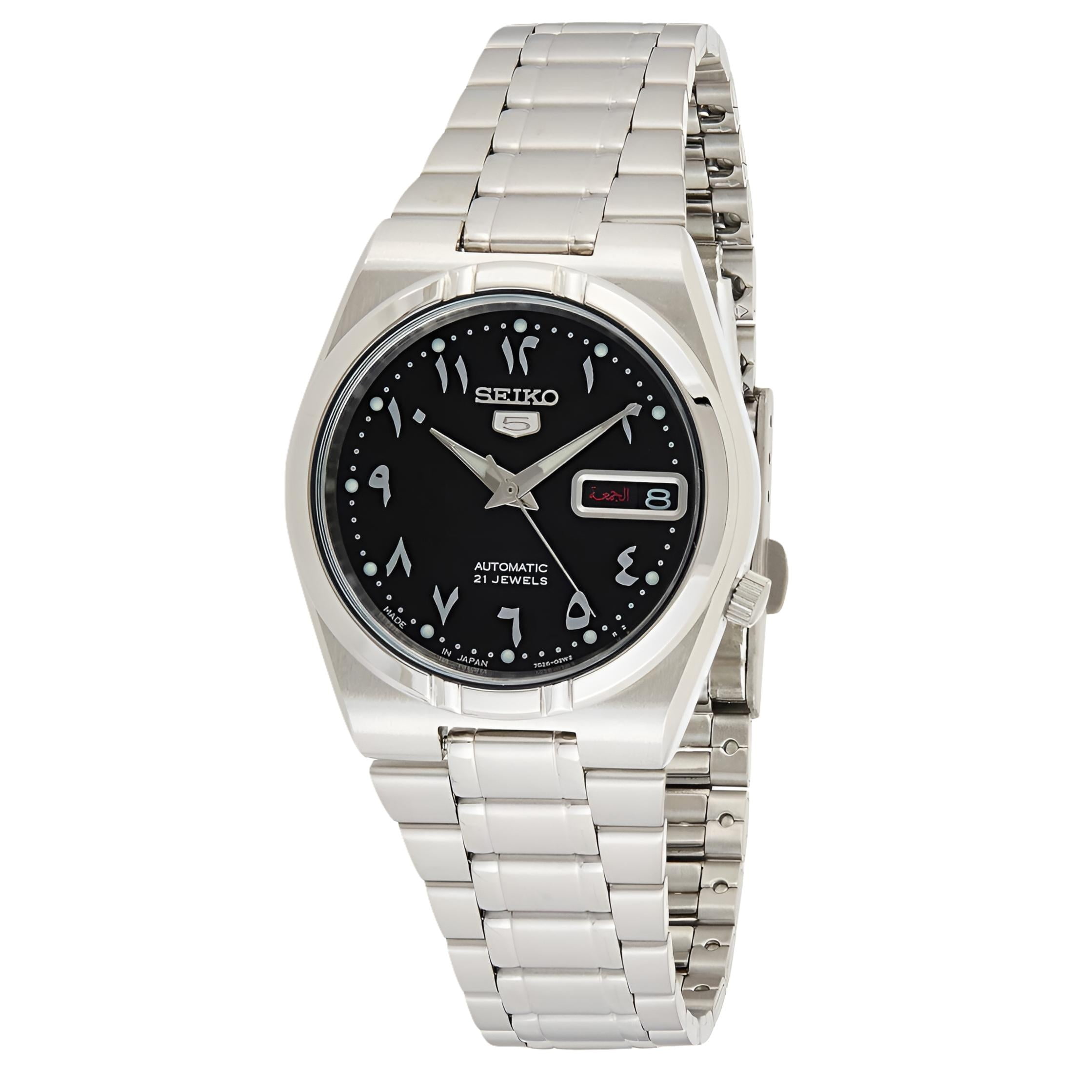 Seiko 5 Automatic Black Arabic Dial Stainless Steel Men's Watch SNK063J5