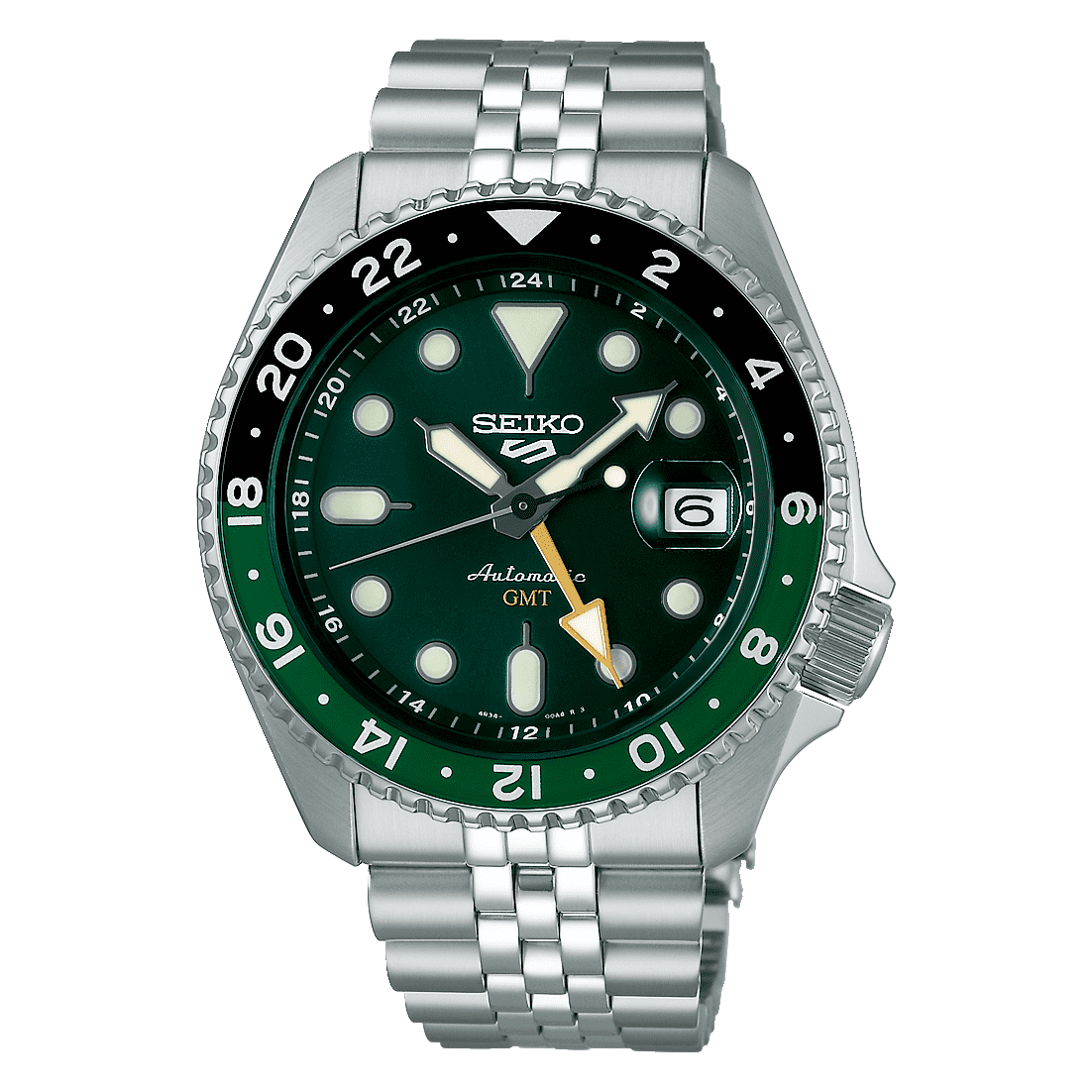 Seiko 5 Sports SKX GMT Sprite Bezel Automatic Green Dial Men's Watch SSK035