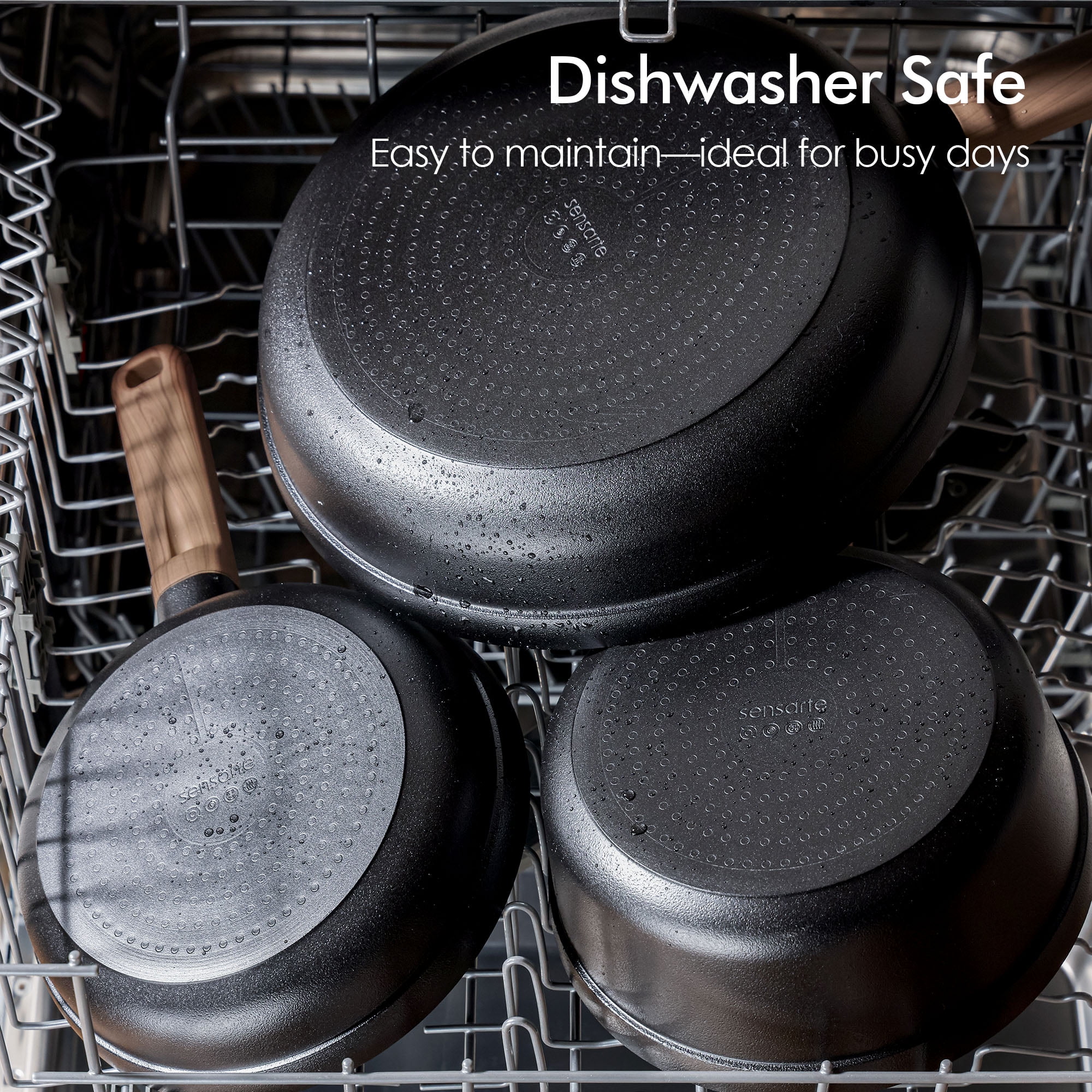 SENSARTE 24-Piece Nonstick Pots and Pans Set, Black Titanium Induction Cookware Set, Healthy Kitchen Cooking Sets with Stay-Cool Handles, Dishwasher & Oven Safe, Stackable - Image 4