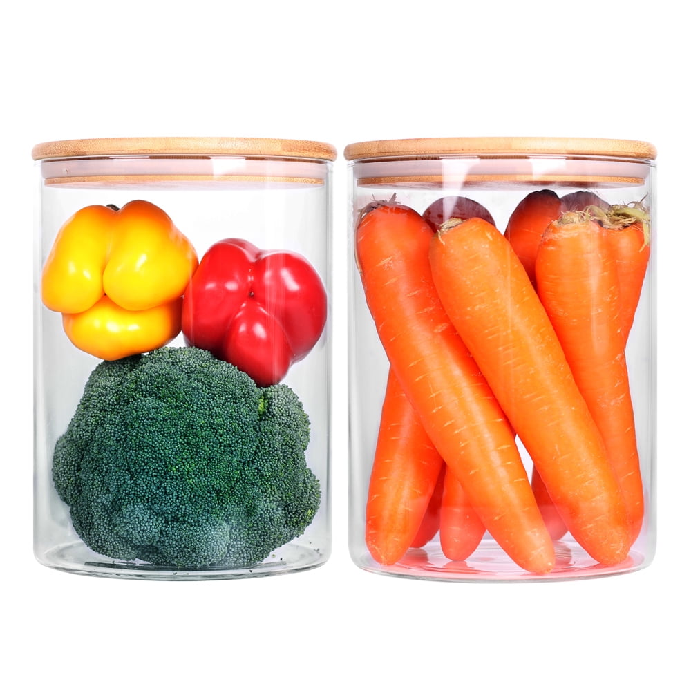 Set of 2 Large Glass Food Storage jar, 100 FL OZ (3000ml) Glass Flour Canister with Airtight Bamboo Lids for Kitchen Corner, BPA-Free Rice Container - Image 2