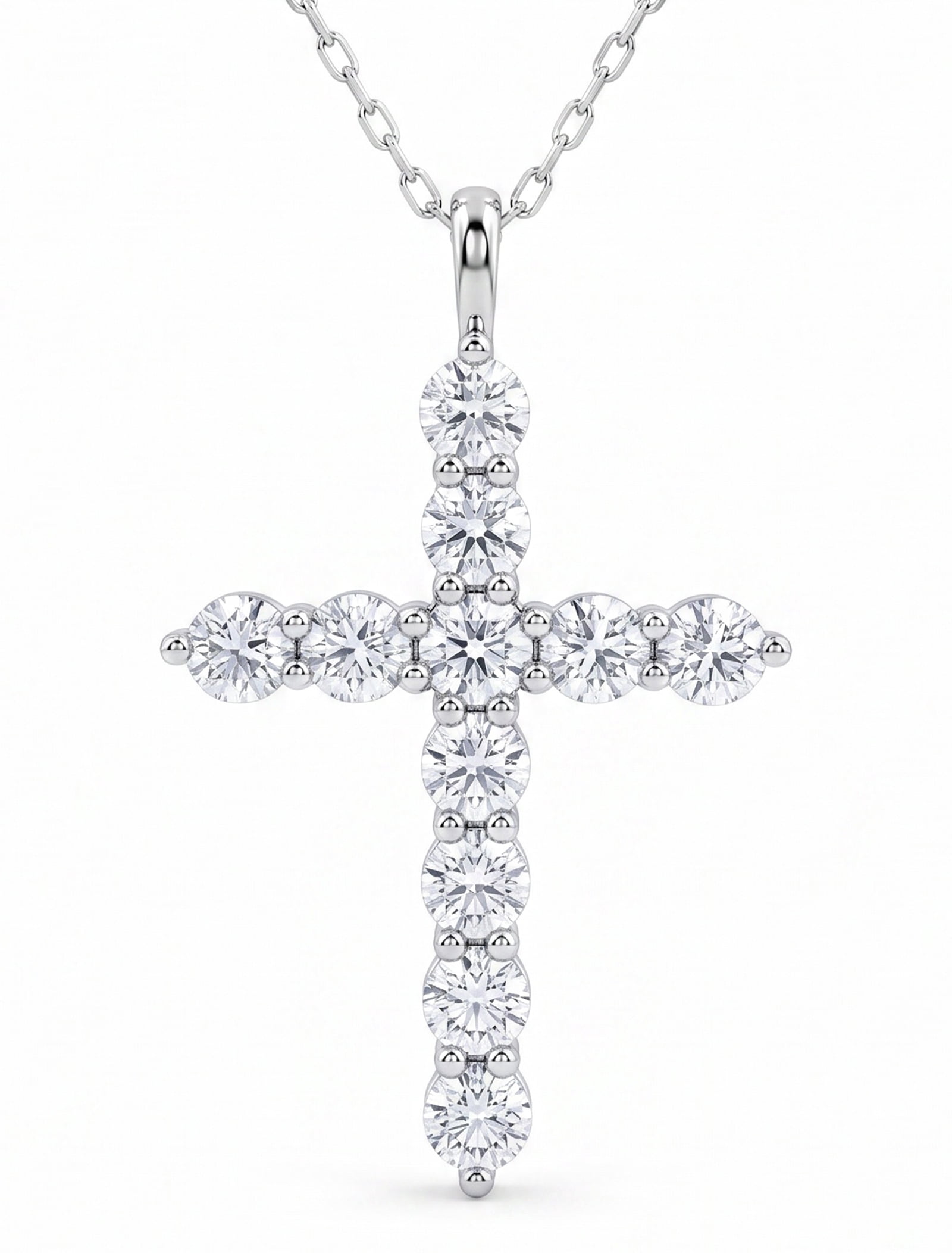SFTING 14K Gold Plated Zirconia Silver Cross Faith Pendant Necklace for Women with 925 Silver