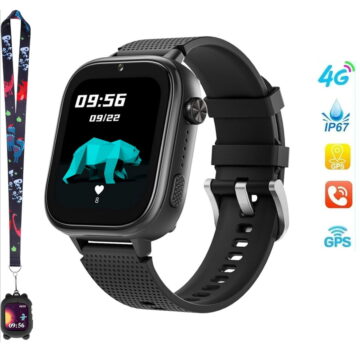 SHANNA 4G Kids Smart Watch GPS Tracker - Smartwatch with 2-Way Call Video Calling Voice Chat SOS Class Mode Pedometer Puzzle Games Wi-Fi Touch Screen Alarm Clock Smartwatches for Boys Girl, Black