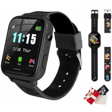 SHANNA Kids Smart Watch 39 mm Black Aluminum Alloy with Black Band