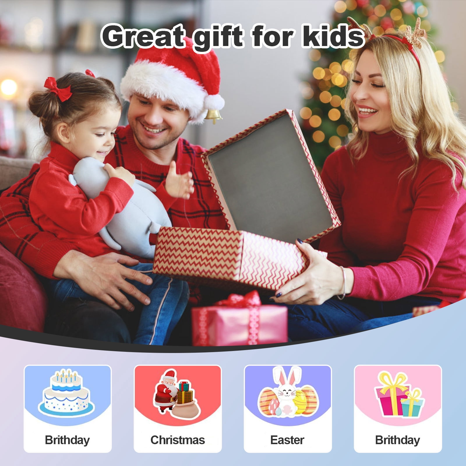 SHANNA Kids Smart Watch for Boys Girls Aged 4-12, 1.83'' HD Touch Screen with 30 Games and 140 Learning Cards, Music Player Camera Pedometer Story Telling, Black - Image 5