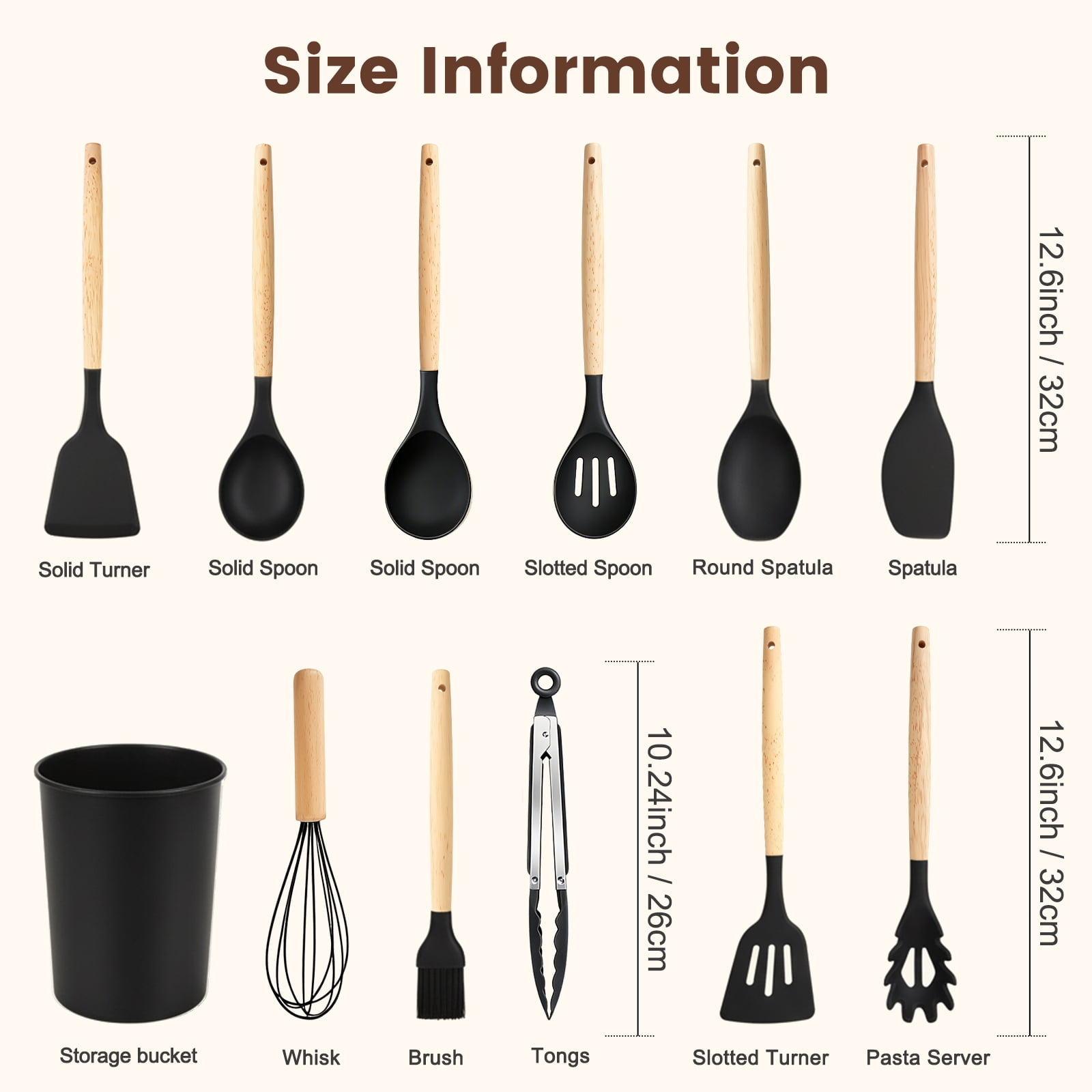 Silicone Cooking Utensils Set with Holder, 44 PCS Kitchen Utensils Set, Silicone Kitchen Gadgets Spatulas Set for Nonstick Cookware, Black - Image 3