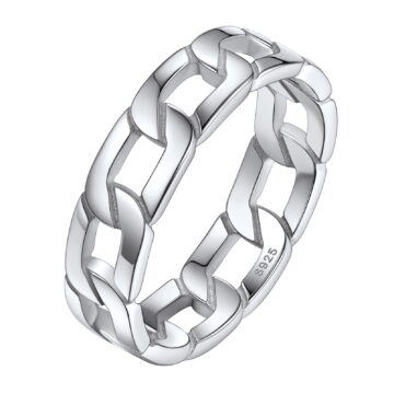 Silvora 925 Sterling Silver Cuban Link Rings for Women Men Birthday Christmas Jewelry Gift, Size 9