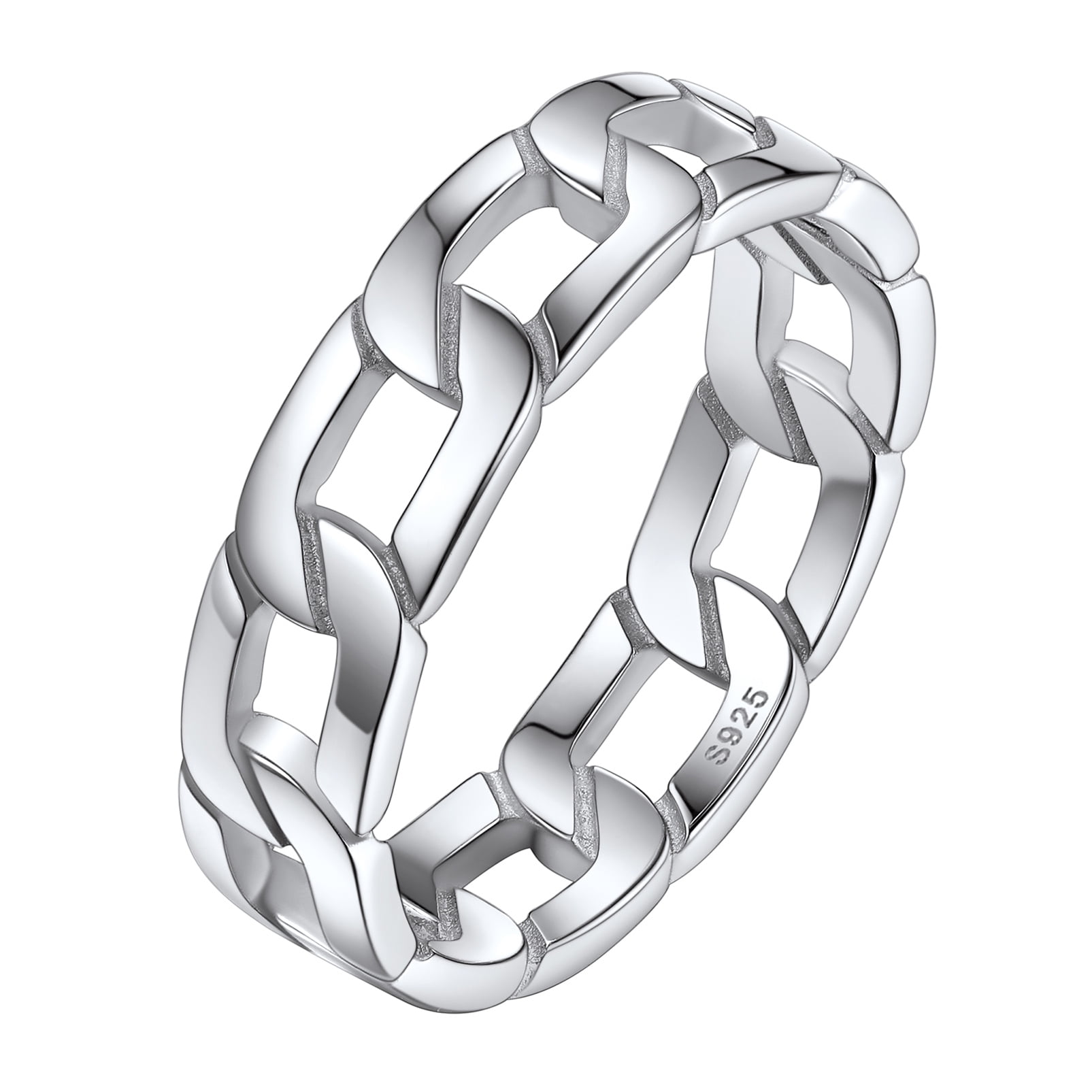 Silvora 925 Sterling Silver Cuban Link Rings for Women Men Birthday Christmas Jewelry Gift, Size 9