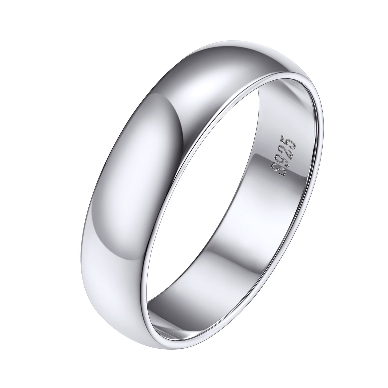 Silvora 925 Sterling Silver Rings for Women Polished 5mm Width Engagement Mens Wedding Band Ring No Tarnish Jewelry Gifts, Size 11