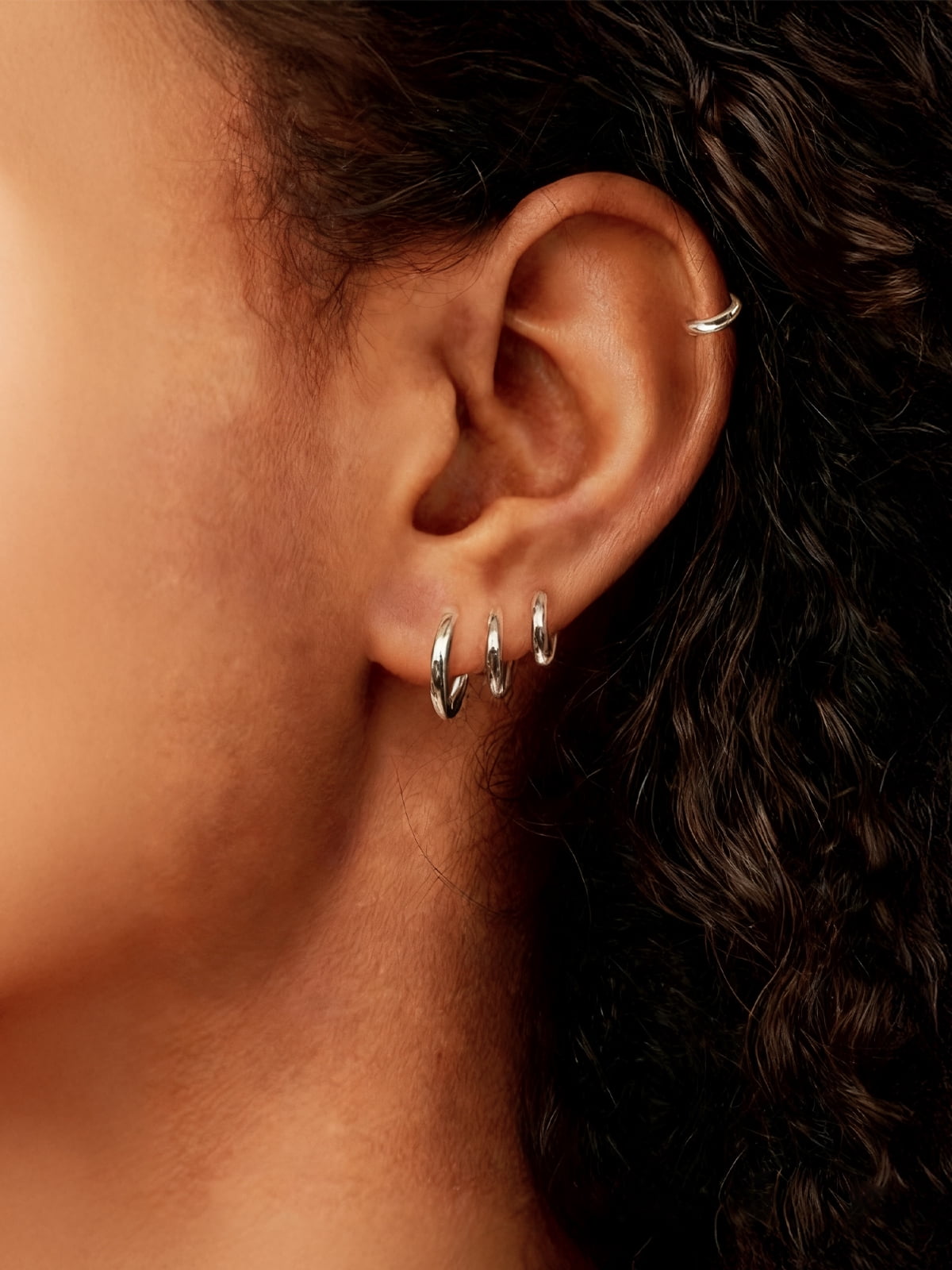 Silvora Pure Sterling Silver Small Hoop Earring for Women 10mm Hypoallergenic Tiny Huggie Earrings Cartilage Earring Jewelry Gift - Image 3