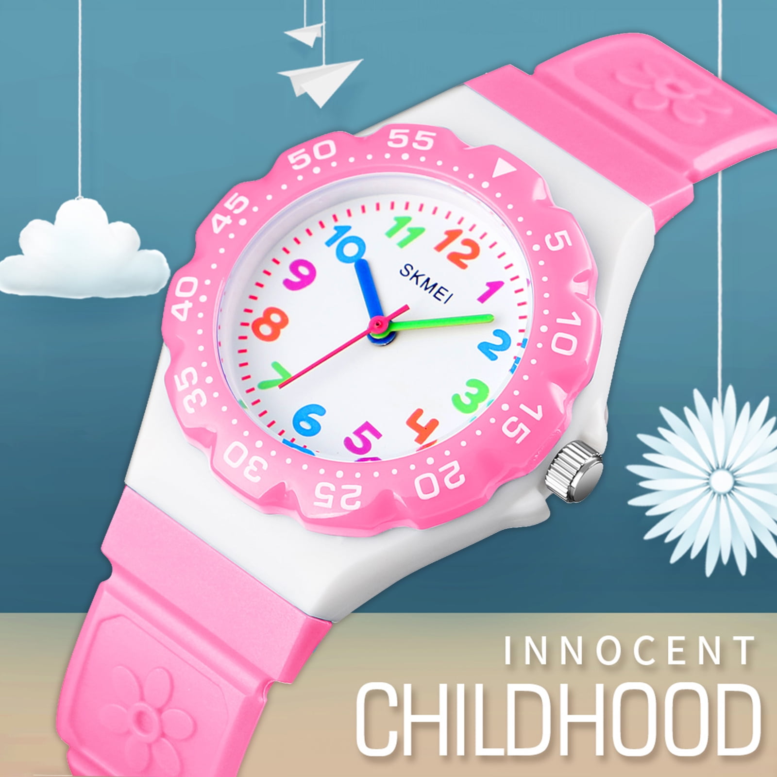 SKMEI Digital Watch, Waterproof Sport Watch , Birthday Gifts for 7-10-12-Year-Old, Pink - Image 3