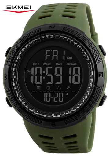 SKMEI Men's Watch Waterproof Digital Sport Watch Military Digital Watches for men Alarm Back Light Classic Large Face Watch Army Green