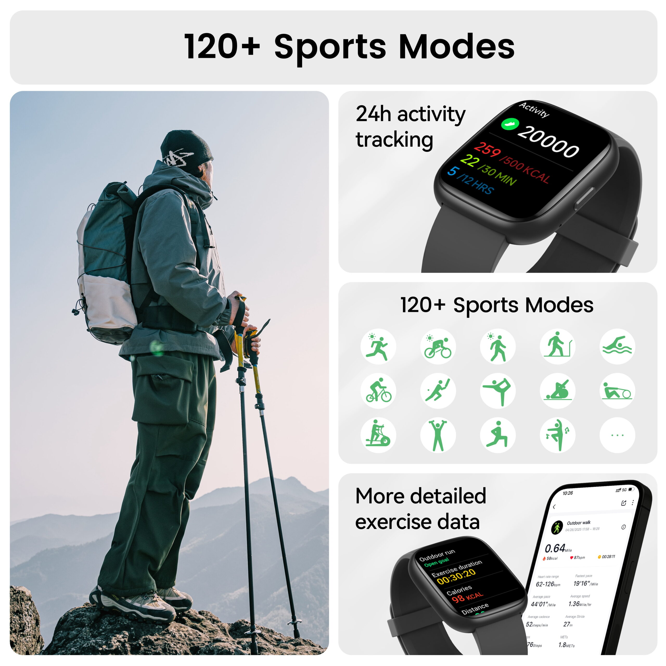 Smart Watch Fits for Android and IPhone, Smartwatch for Women Men with Alexa Built-in, 1.83" HD Touchscreen Fitness Tracker 120 Plus Sports Mode, Smart Watch with Bluetooth Call, IP68, for Gift Black - Image 4