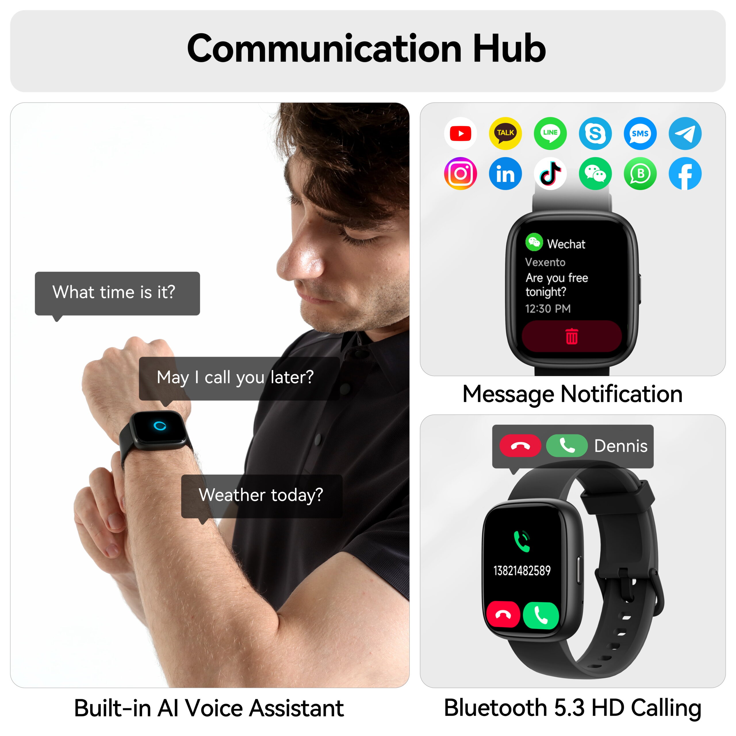 Smart Watch Fits for Android and IPhone, Smartwatch for Women Men with Alexa Built-in, 1.83" HD Touchscreen Fitness Tracker 120 Plus Sports Mode, Smart Watch with Bluetooth Call, IP68, for Gift Black - Image 3