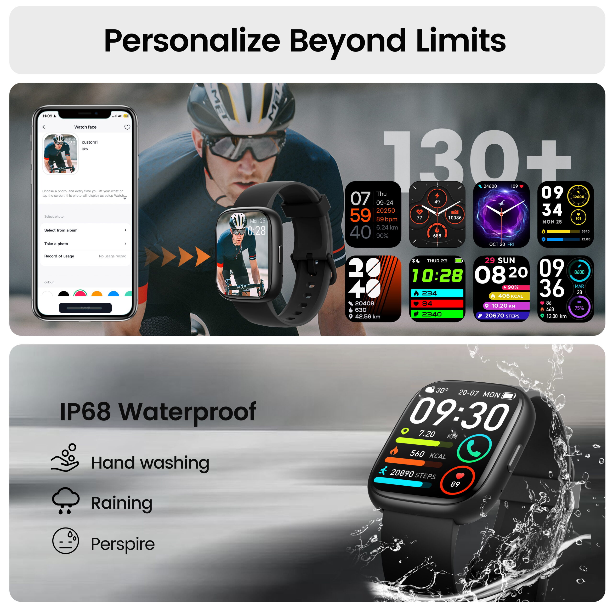 Smart Watch Fits for Android and IPhone, Smartwatch for Women Men with Alexa Built-in, 1.83" HD Touchscreen Fitness Tracker 120 Plus Sports Mode, Smart Watch with Bluetooth Call, IP68, for Gift Black - Image 2
