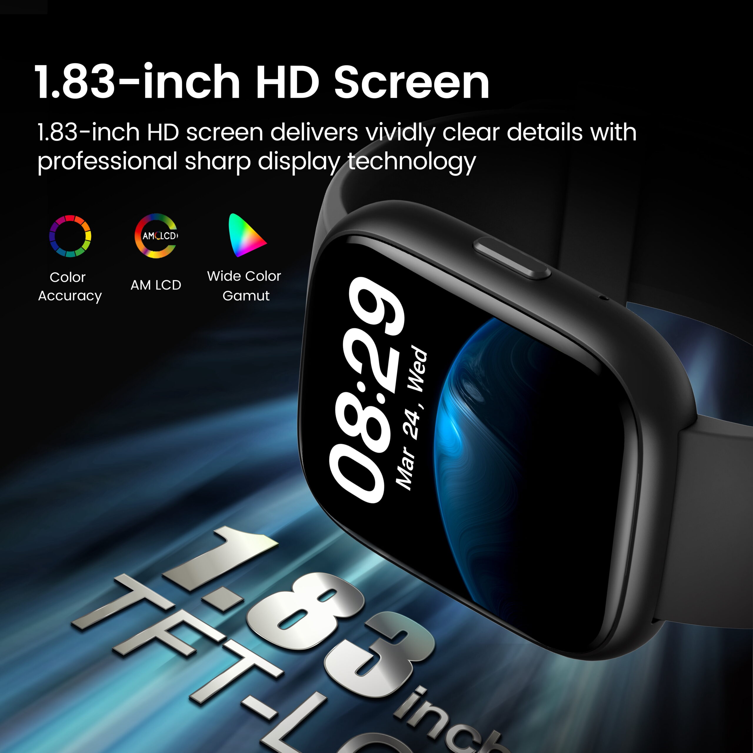 Smart Watch Fits for Android and IPhone, Smartwatch for Women Men with Alexa Built-in, 1.83" HD Touchscreen Fitness Tracker 120 Plus Sports Mode, Smart Watch with Bluetooth Call, IP68, for Gift Black - Image 5