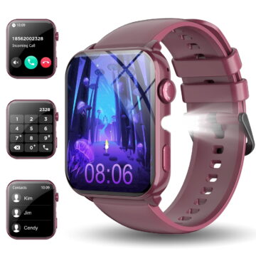 Smart Watch for Android and iPhone Samsung, 1.91'' Smartwatch for Women Men, 100+ Sports Modes Fitness Tracker with Answer Make Calls/Message Reminder, IP68 Waterproof, Purple