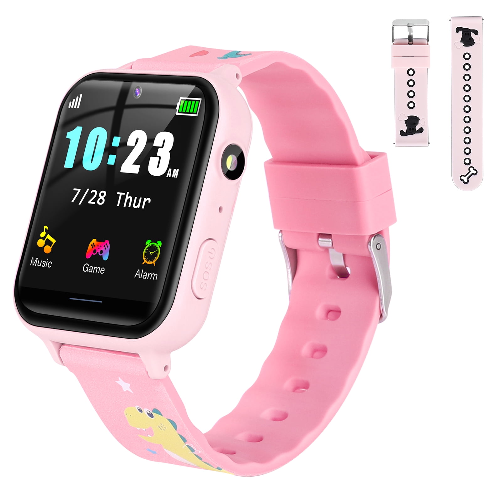 Smart Watch for Kids, Boys Girls Smartwatch with 10 Puzzle Games, Music Player, Pedometer, SOS Call, Camera, Alarm, Recorder, Calculator, Children Wristwatch for Birthday Gift (Pink)