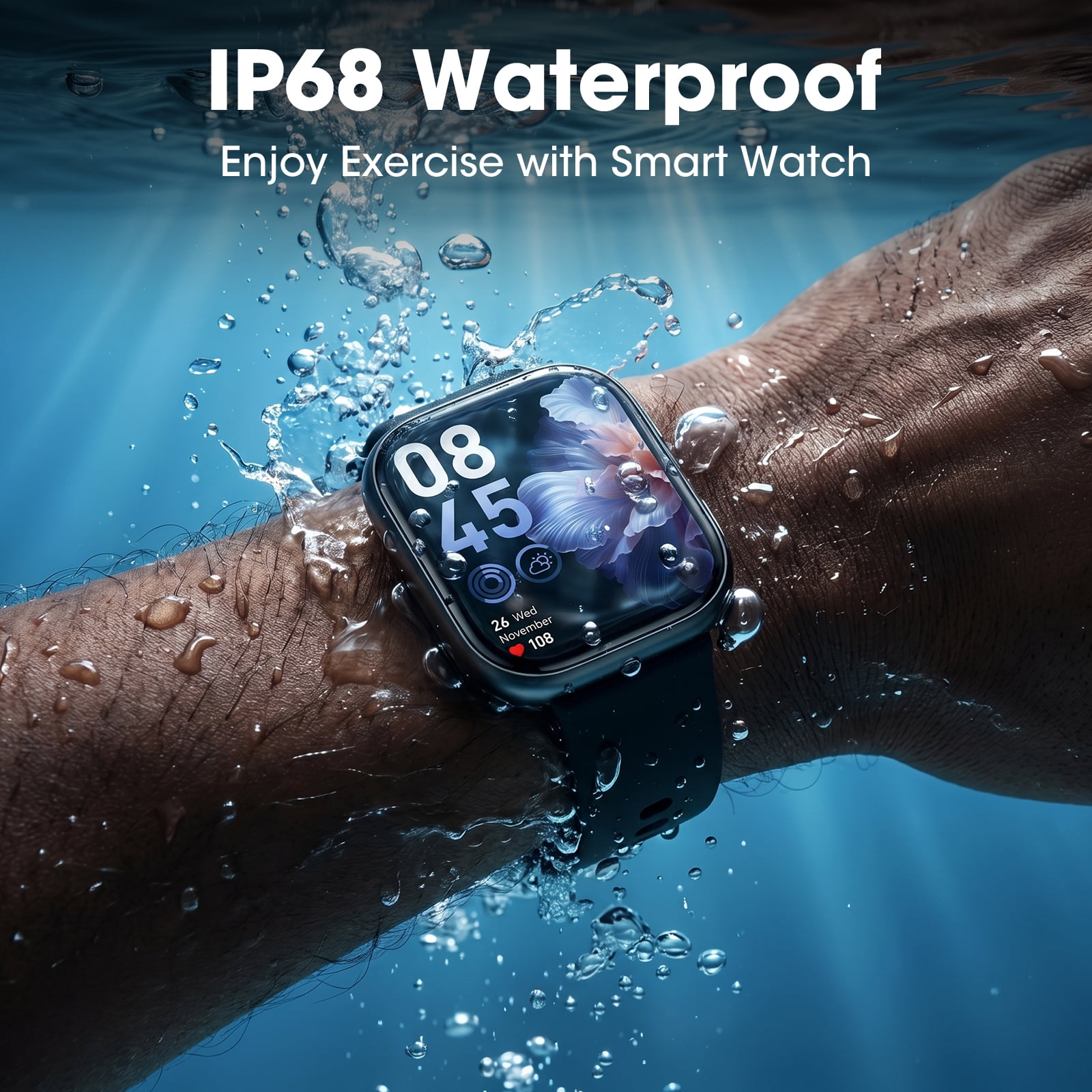 Smart Watch for Men Women, 1.83-inch IP68 Waterproof Smartwatch with Bluetooth Call (Answer/Make Calls), 100+ Sports Modes Fitness Tracker, Compatible with Android and iPhone, Gift Black - Image 3