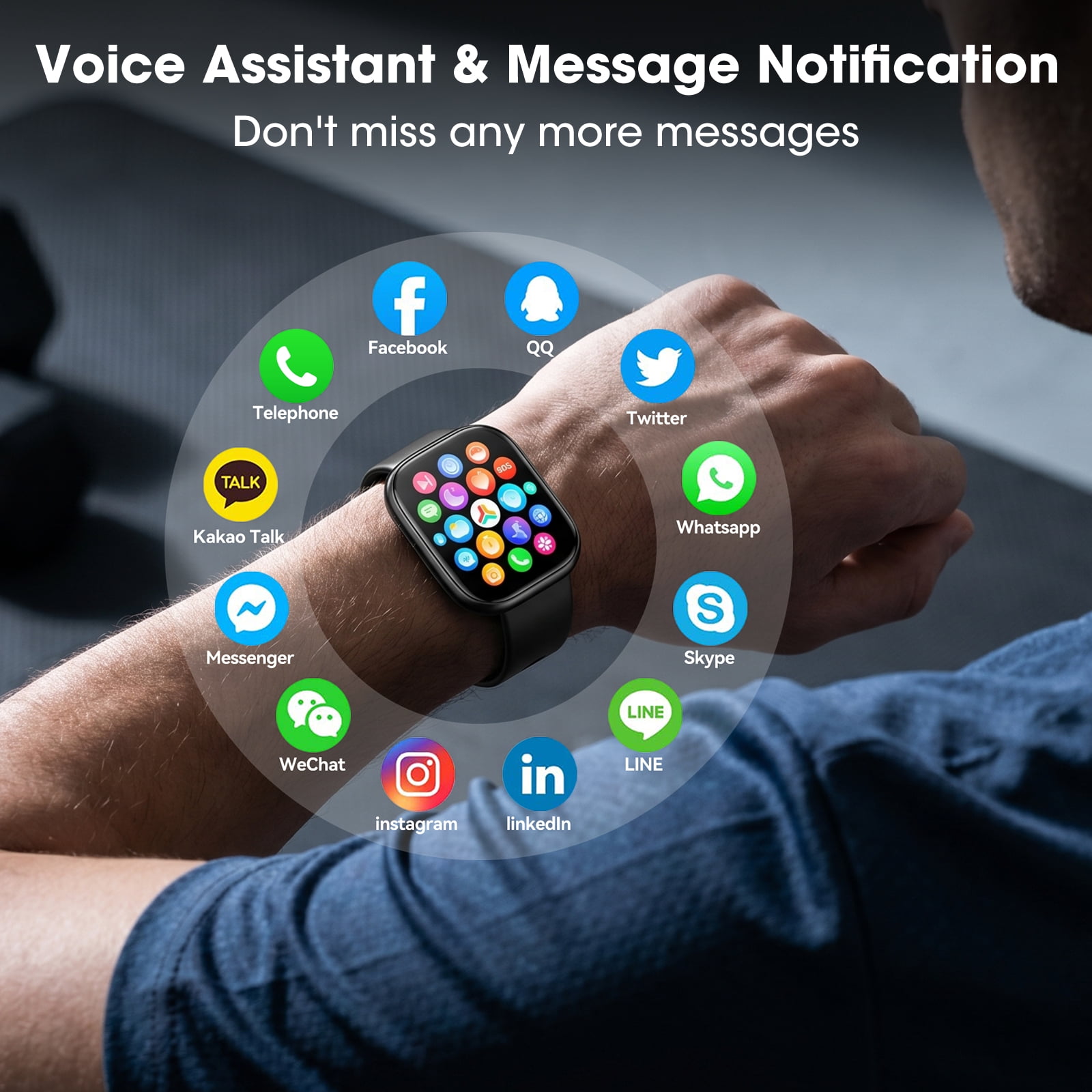 Smart Watch for Men Women, 1.83-inch IP68 Waterproof Smartwatch with Bluetooth Call (Answer/Make Calls), 100+ Sports Modes Fitness Tracker, Compatible with Android and iPhone, Gift Black - Image 5