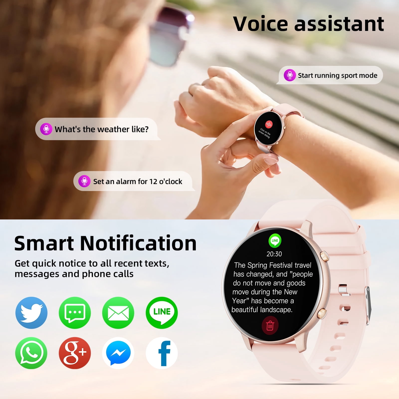 smart watch for Women, Compatible with Android and iPhone Devices, Featuring Fitness Tracker, 1.39-inch Smartwatch Gift, Answer/Make Calls/120 Sports Modes, IP68 Water-Resistant Fitness Watch (Pink) - Image 5