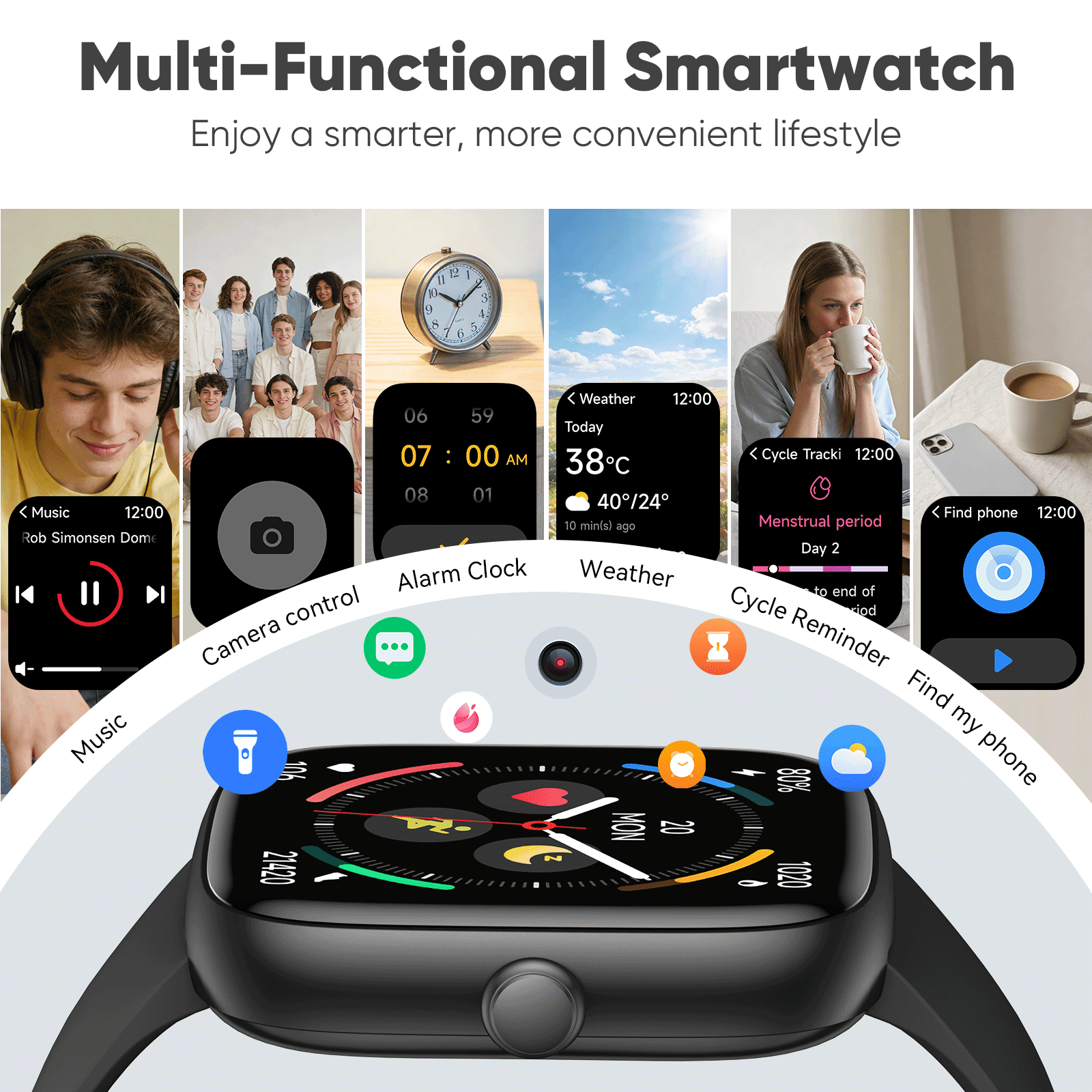 Smart Watches for Men Women (Answer/Make Calls), 1.83" Touchscreen Fitness Watch with 110+ Sport Modes, Fitness Tracker, IP68 Waterproof Smartwatch for Android Ios Black - Image 4