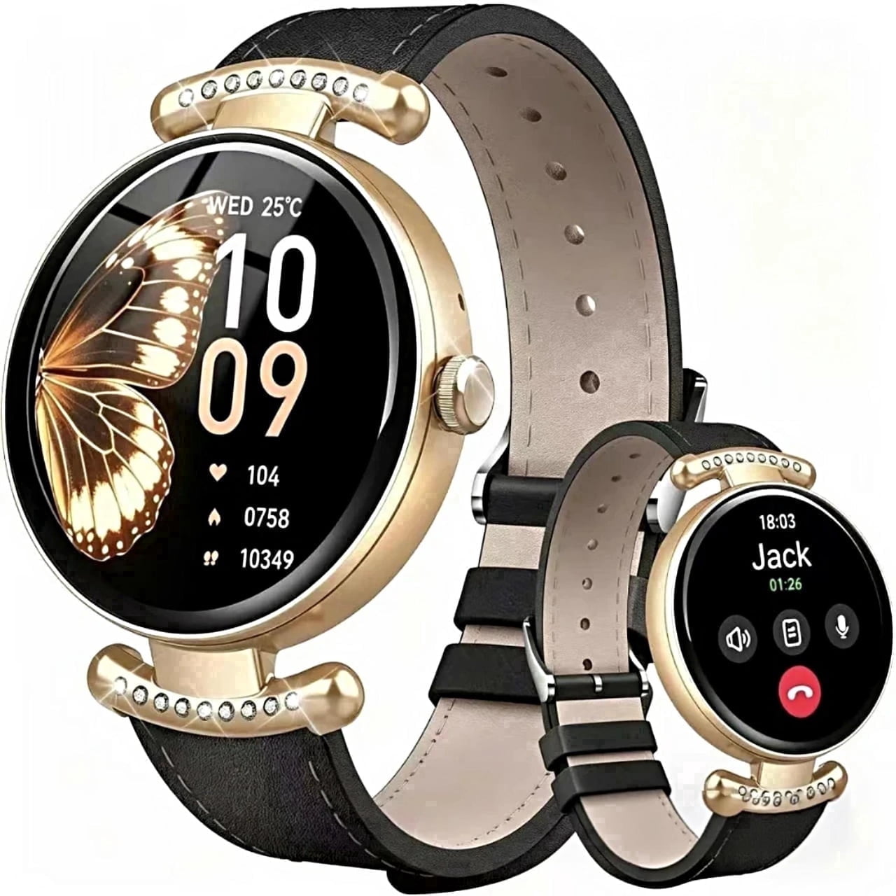 Smart Watches for Women, 1.2'' AMOLED HD Round Screen Fitness Trackers with Bluetooth Call (Answer/Make/Text), 100+ Sports Mode, IP68 Waterproof Women Smart Watch for Android IOS
