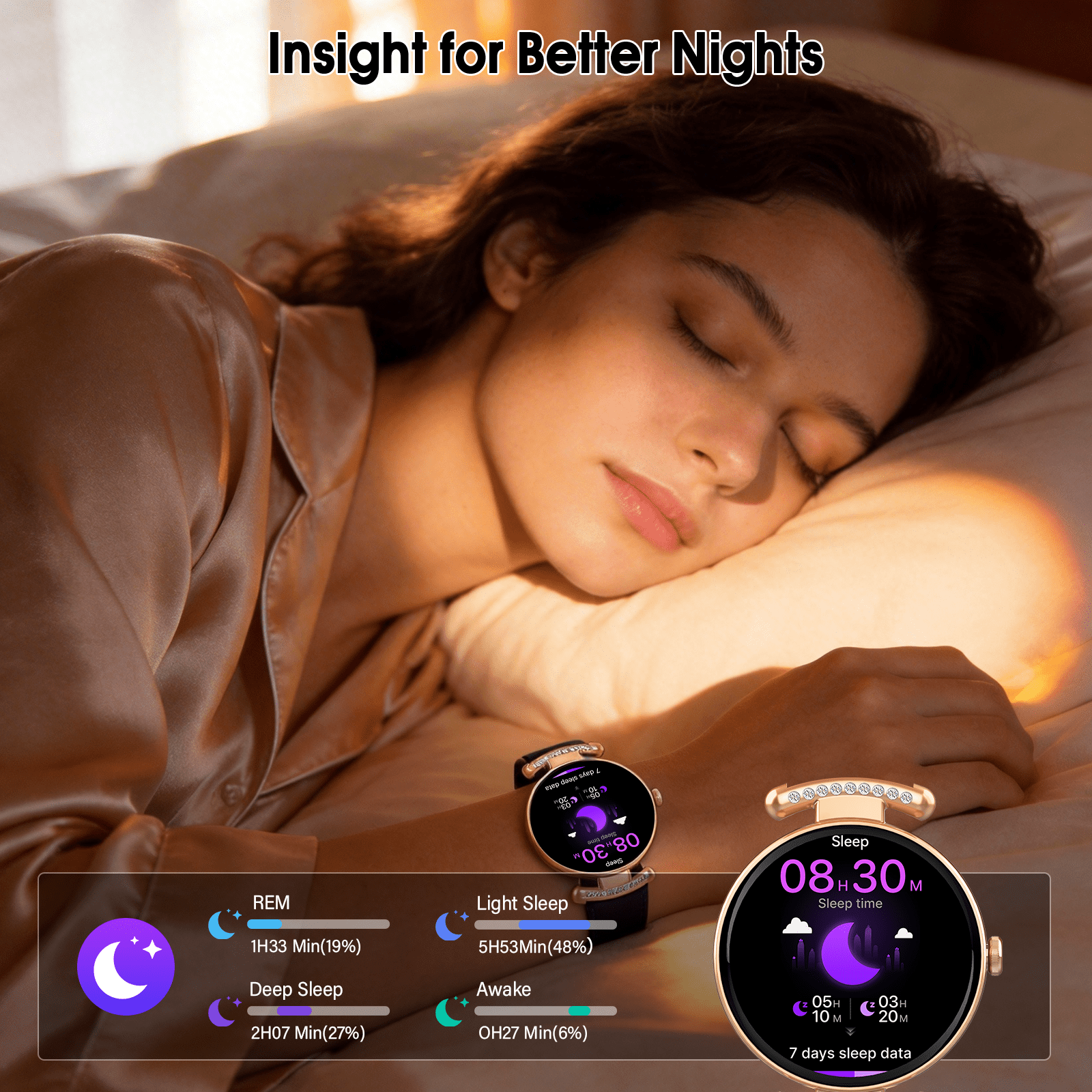 Smart Watches for Women, 1.2'' AMOLED HD Round Screen Fitness Trackers with Bluetooth Call (Answer/Make/Text), 100+ Sports Mode, IP68 Waterproof Women Smart Watch for Android IOS - Image 2