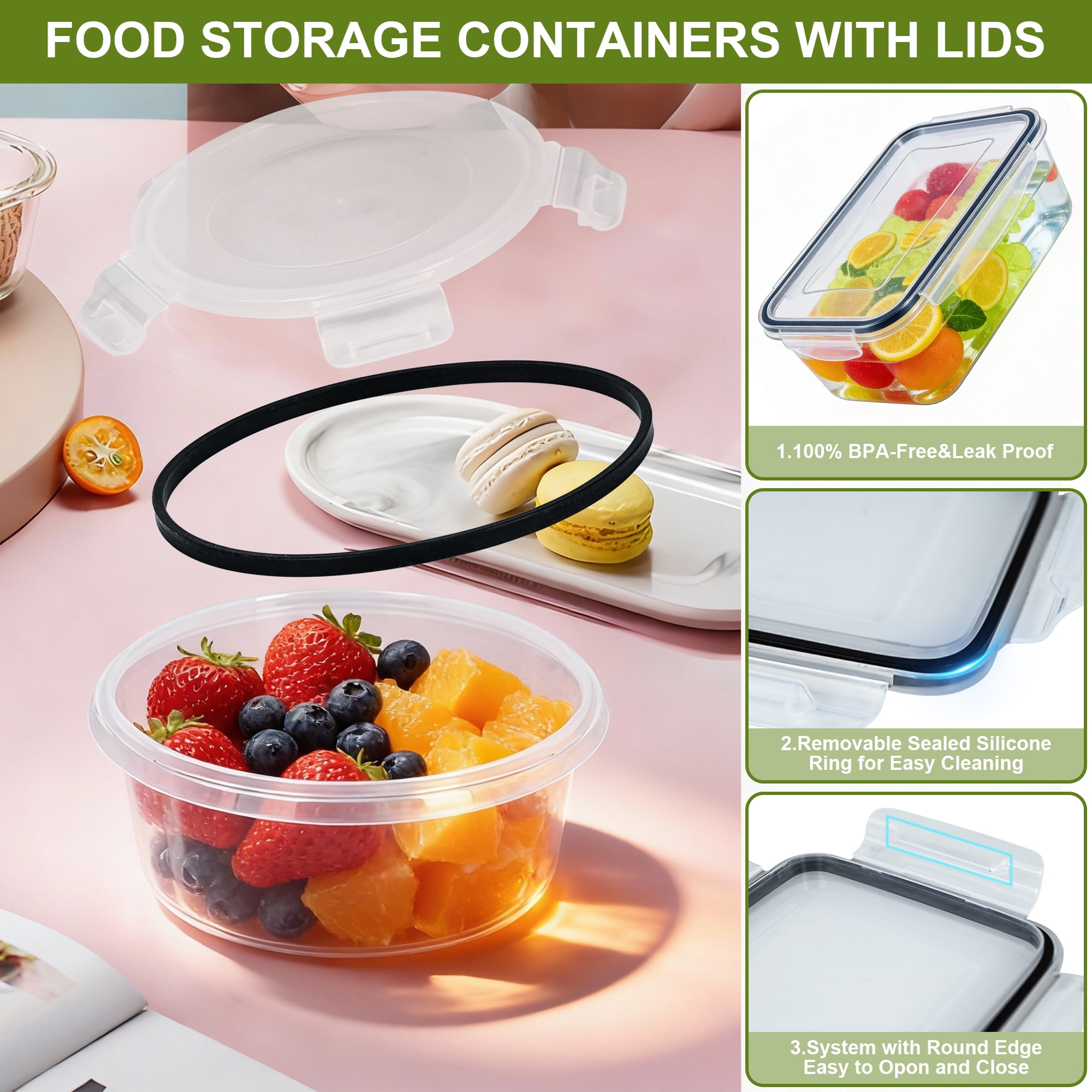 Soulgenix 55 Pcs Food Storage Containers with Lids, Reusable Meal Prep Containers for Kitchen Pantry Storage, Airtight Leakproof & BPA-Free, Freezer, Microwave & Dishwasher Safe - Image 2