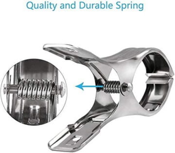 Stainless Steel Beach Towel Clips for Beach Chairs or Pool Lounges/ Heavy-duty Quilt Clothespins Peg Clamps Metal Jumbo Size, Windproof Clips to Keep Your Towels, Clothes, Blanket