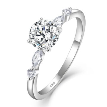 Starchenie Round Promise Rings for Her | 925 Sterling Silver Halo Ring | Engagement Wedding band for Women Size 5