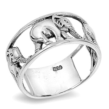 Sterling Silver Women's Elephant Ring Wholesale 925 Wide Band 10mm Jewelry Female Male Size 11