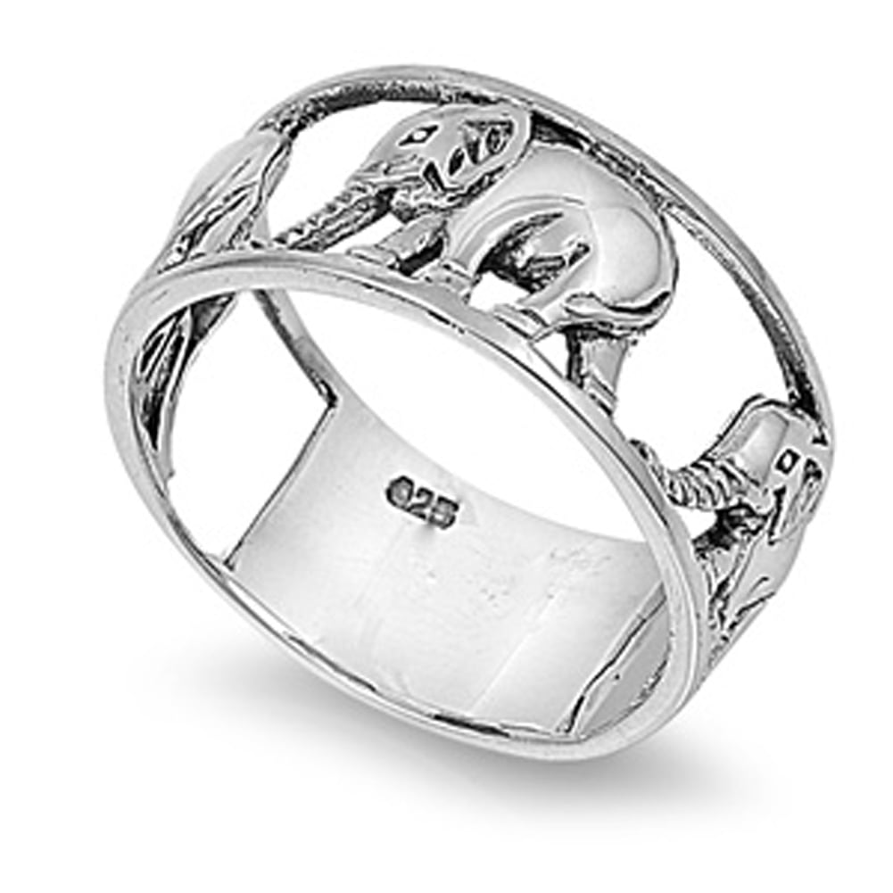 Sterling Silver Women's Elephant Ring Wholesale 925 Wide Band 10mm Jewelry Female Male Size 11 - Image 3