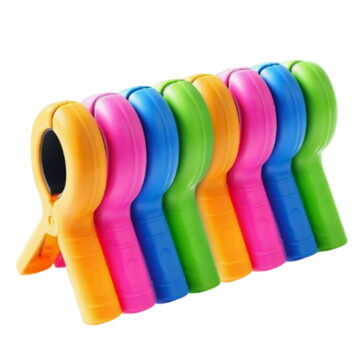 Strong Grip Towel Clips For Beach Chair Cruise Pool, No Mark Plastic Laundry Clamps, Assorted Colors (Blue ,9.5*7CM)