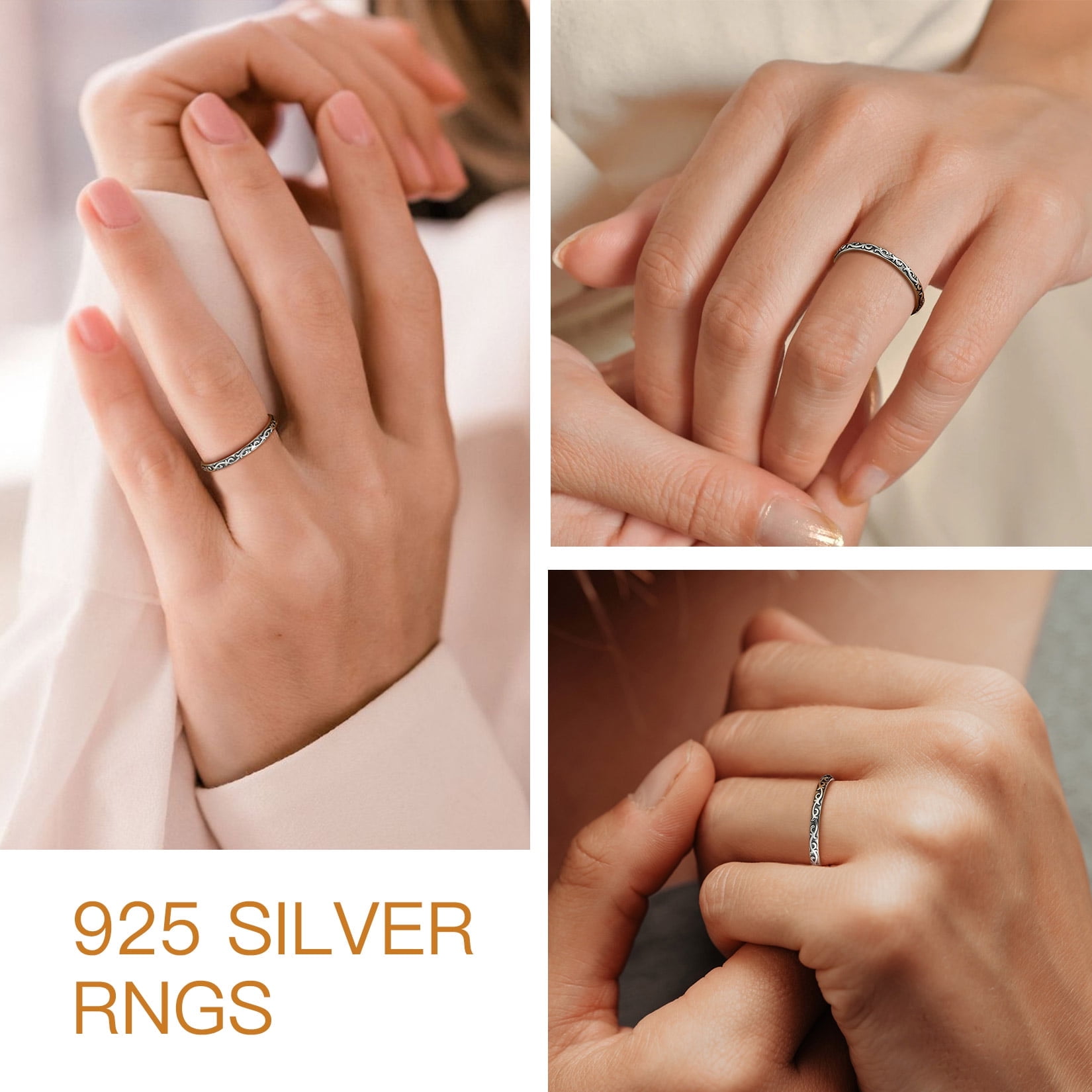 Suplight 925 Sterling Silver Celtic Knot Band Ring, 2MM Thin Vintage Finger Thumb Ring for Women - Image 2