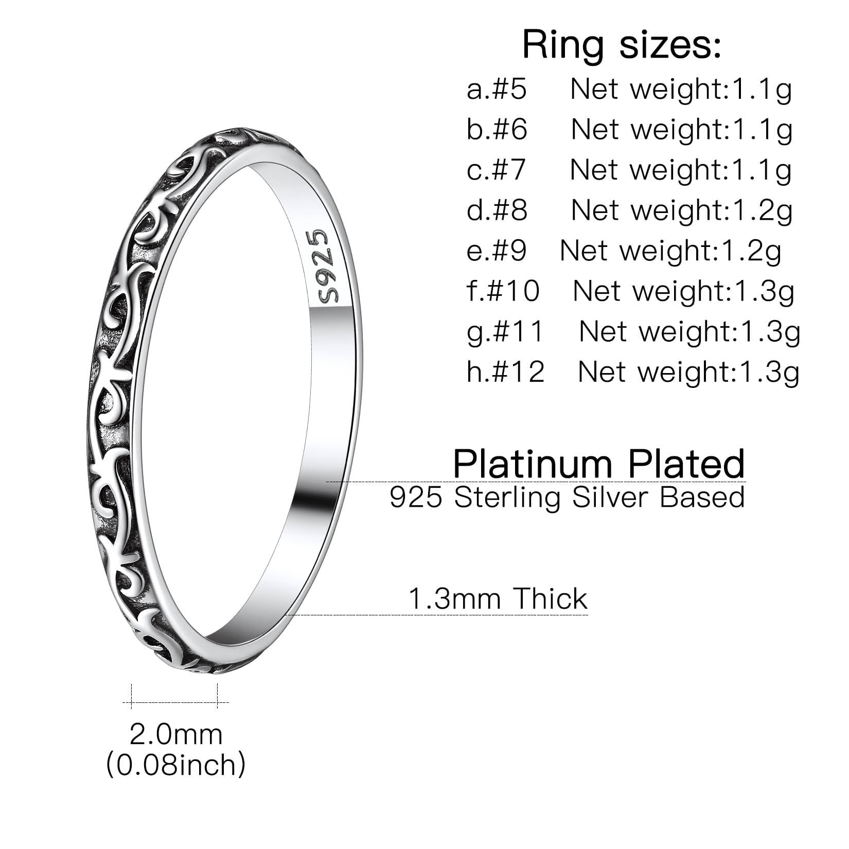Suplight 925 Sterling Silver Celtic Knot Band Ring, 2MM Thin Vintage Finger Thumb Ring for Women - Image 3