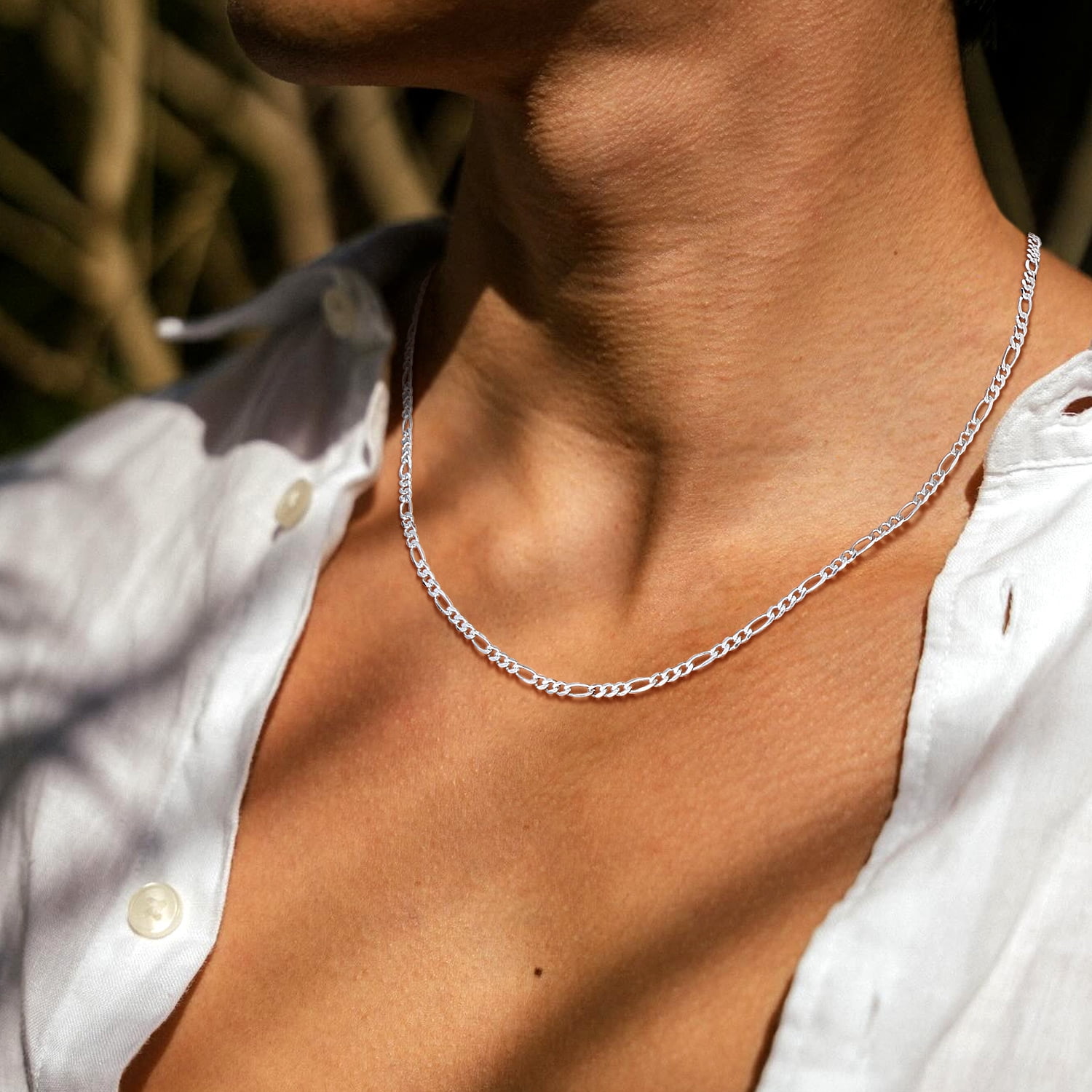Suplight Solid 925 Sterling Silver 3mm/5mm Figaro Chain Necklace, Jewelry Gift for Men Women - Image 2