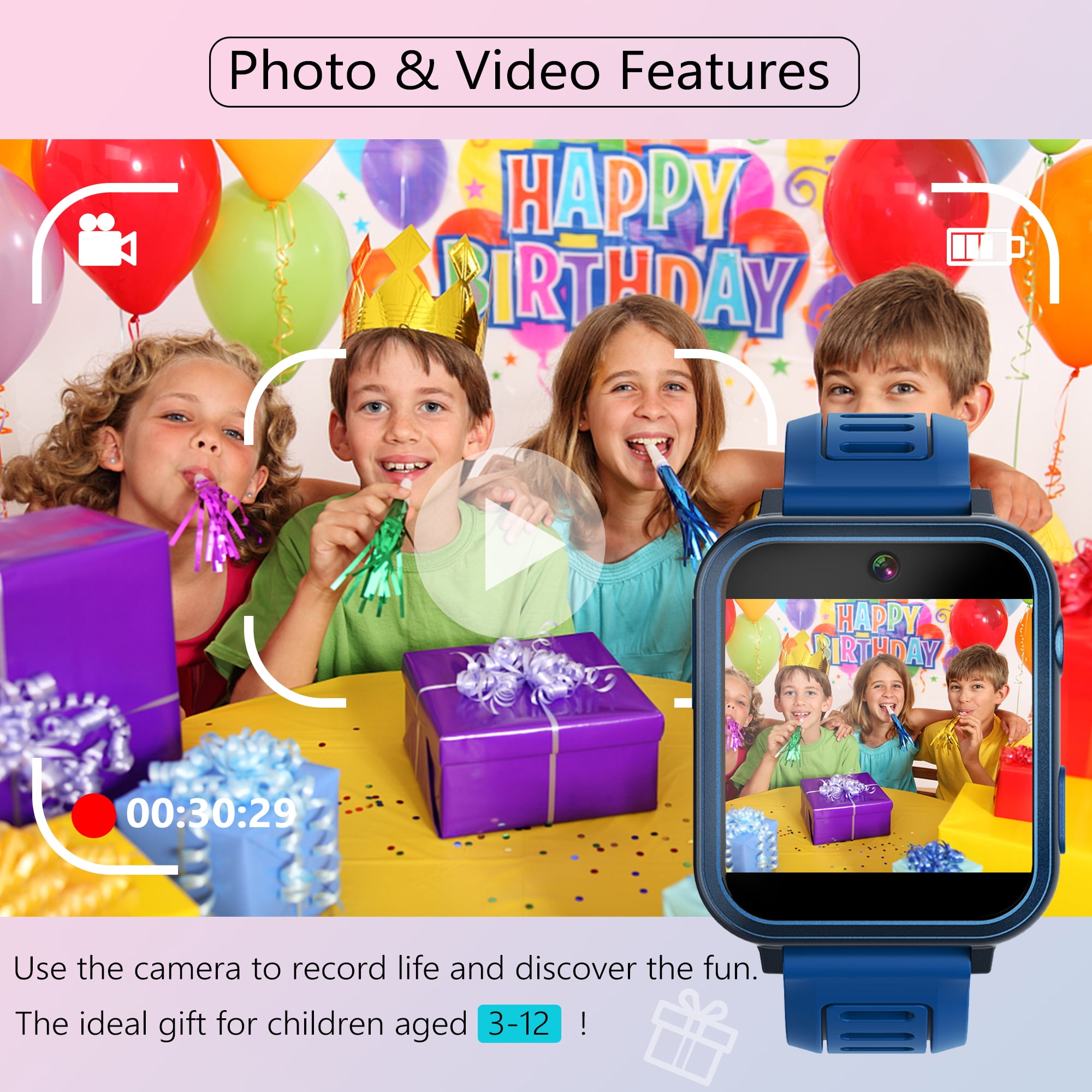 SZBXD Smart Watch for Kids, Kids Watch with 24 Games Camera Music Alarm Flashlight Step Count, Birthday Gifts for Age 3-12 Boys Girls - Image 5