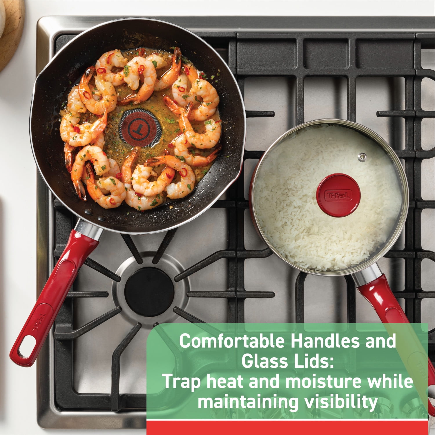 T-fal Easy Care, 20 Piece Non-Stick Pots and Pans Cookware Set, Red - Image 5