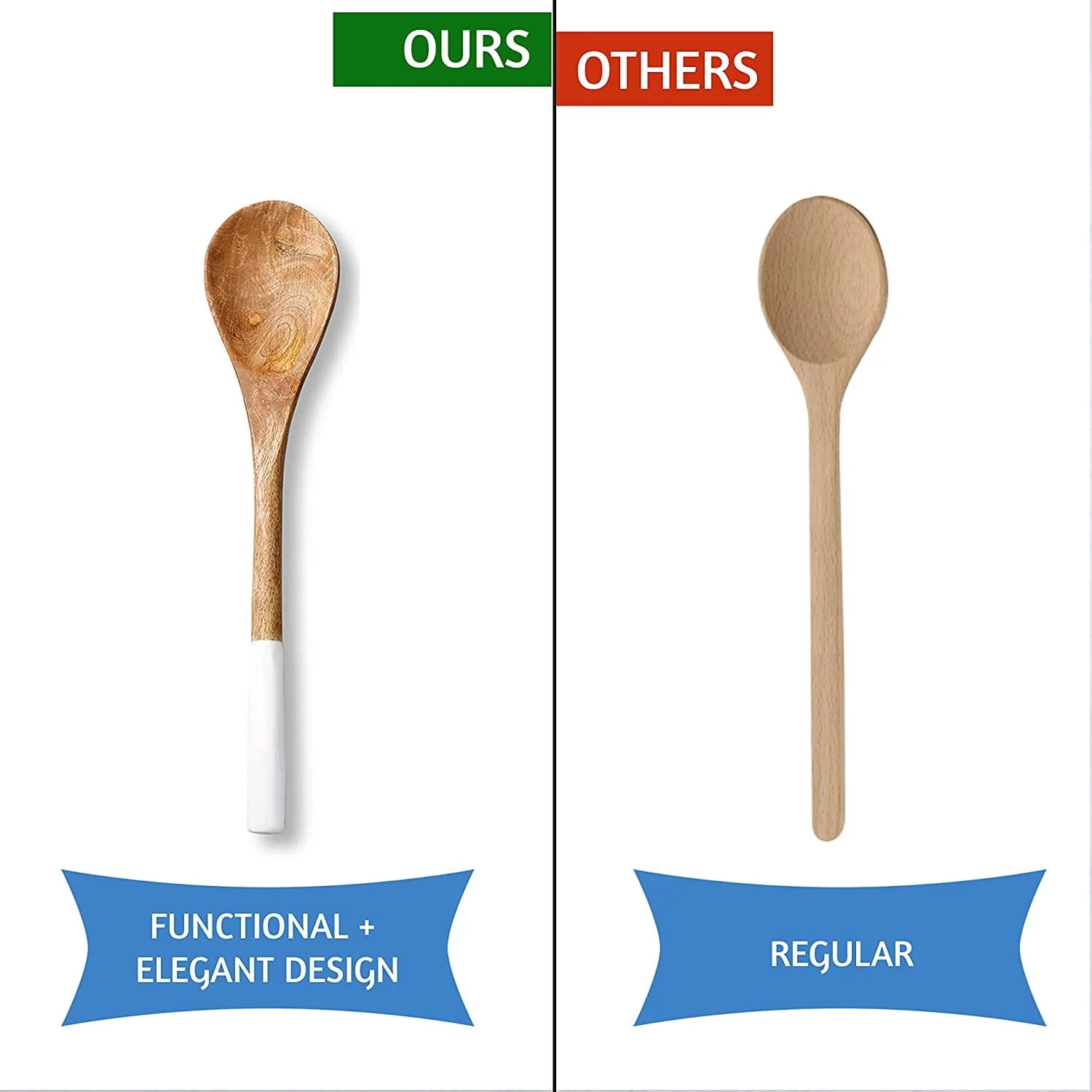 TEAFIRST Wooden Spoons for Cooking Utensils Set, Non Stick for Kitchen Cookware, Acacia Wood, White - Image 4