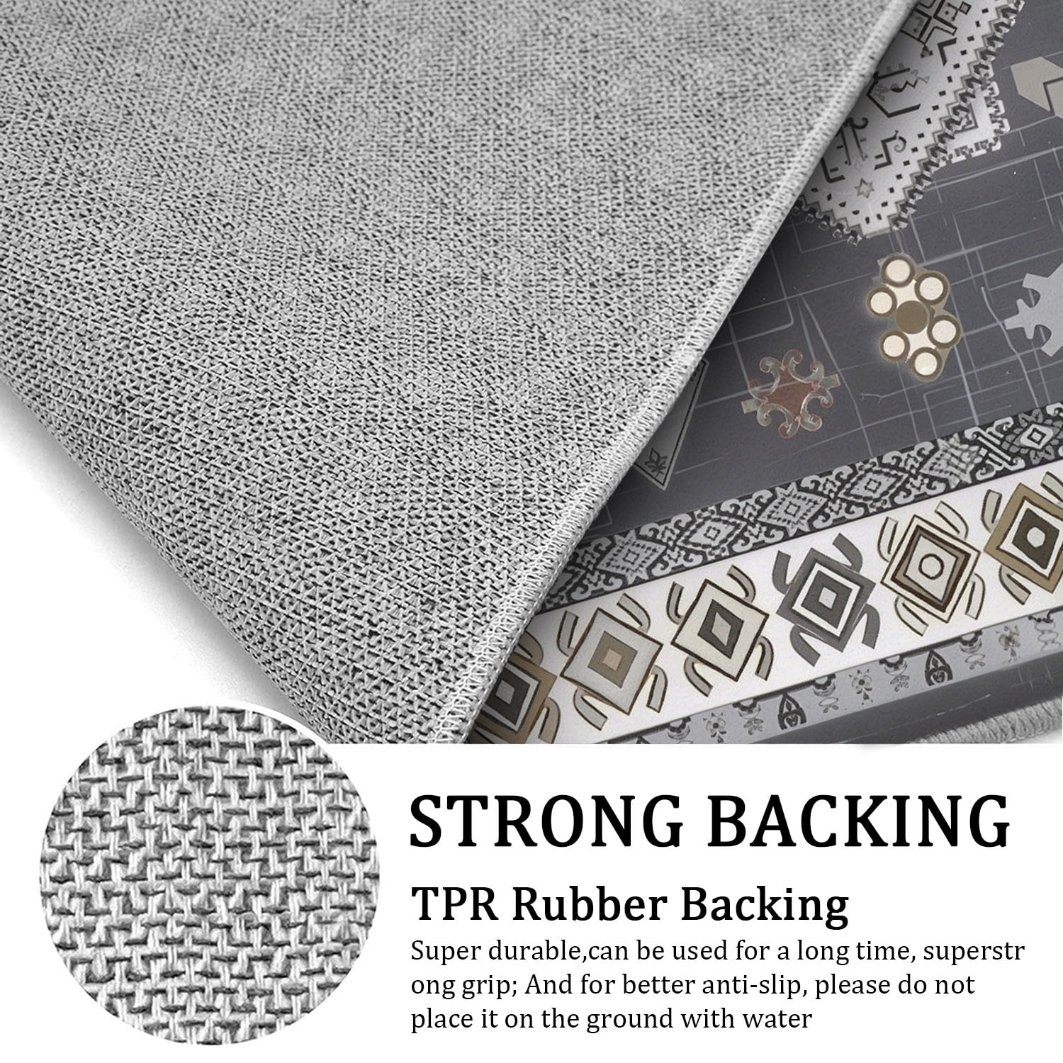 TECHVIDA Kitchen Rug Set 3 Piece,Non Slip Machine Washable Kitchen Mats, Farmhouse Hallway Doormat for Home Floor and Living Room,Gray - Image 4