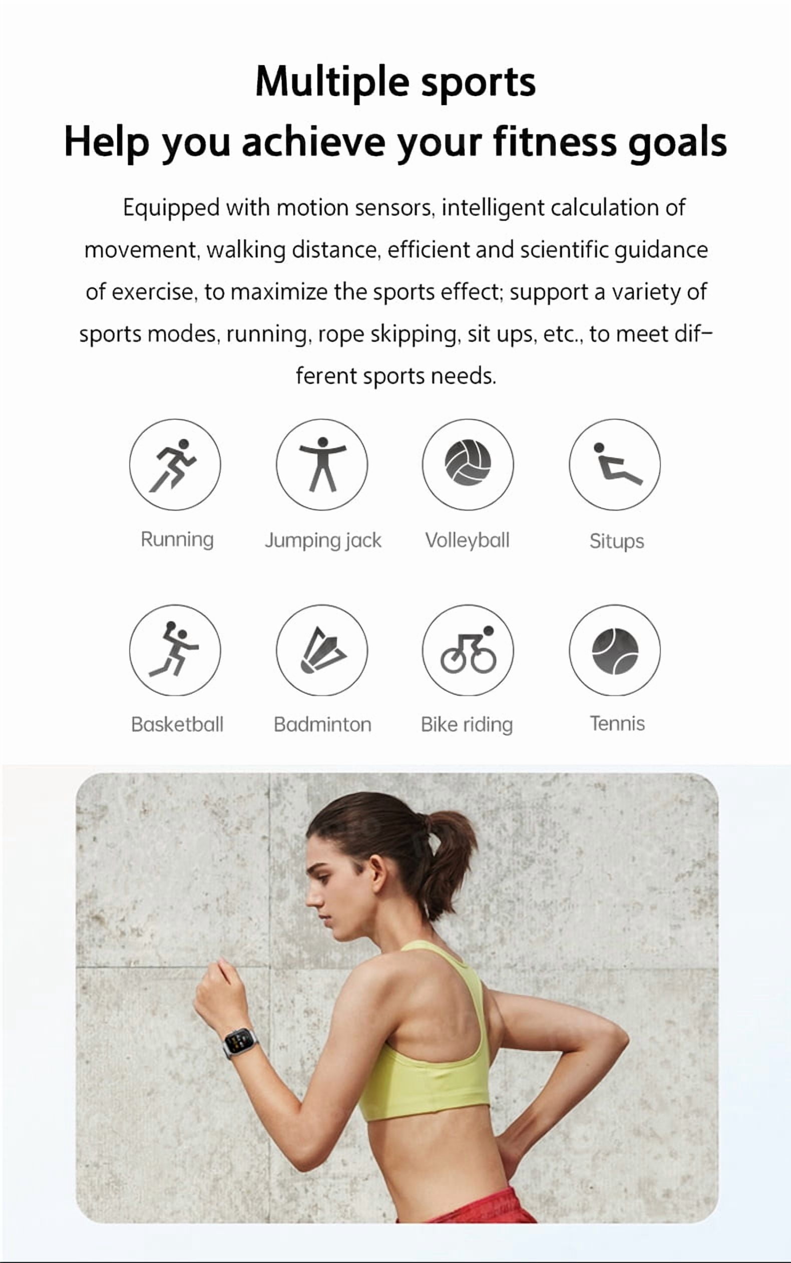 The Avoben smart fitness watch features a heart rate monitor, a 1.85-inch touchscreen, an activity tracker, a weather display, and a pedometer. It's a unisex smartwatch (silver). - Image 2